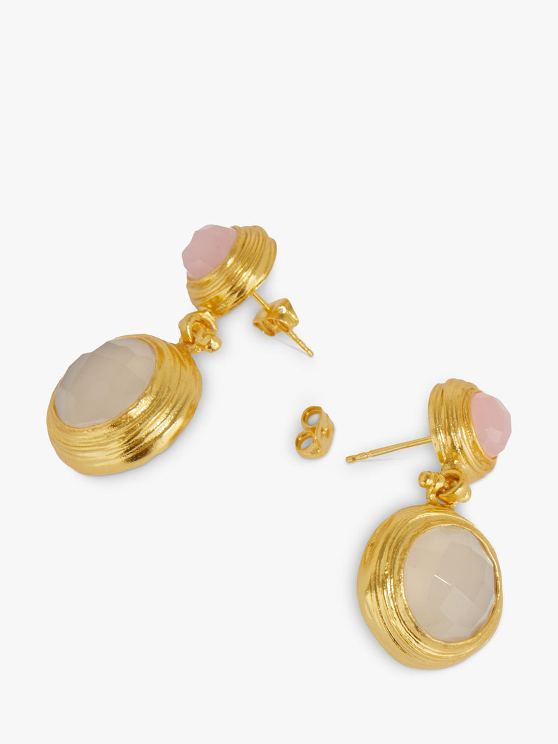 Ottoman Hands drop earrings rose quartz white chalcedony 3.8 cm - British product
