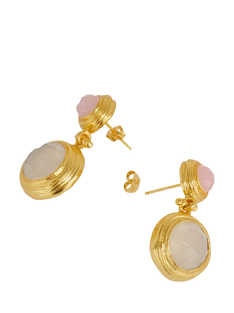 Ottoman Hands drop earrings rose quartz white chalcedony 3.8 cm - British product