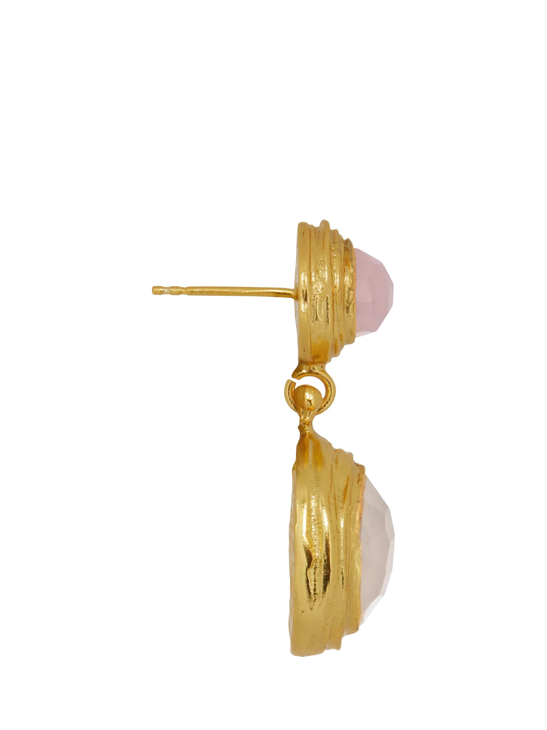 Ottoman Hands drop earrings rose quartz white chalcedony 3.8 cm - British product