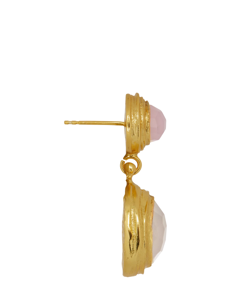 Ottoman Hands drop earrings rose quartz white chalcedony 3.8 cm - British product