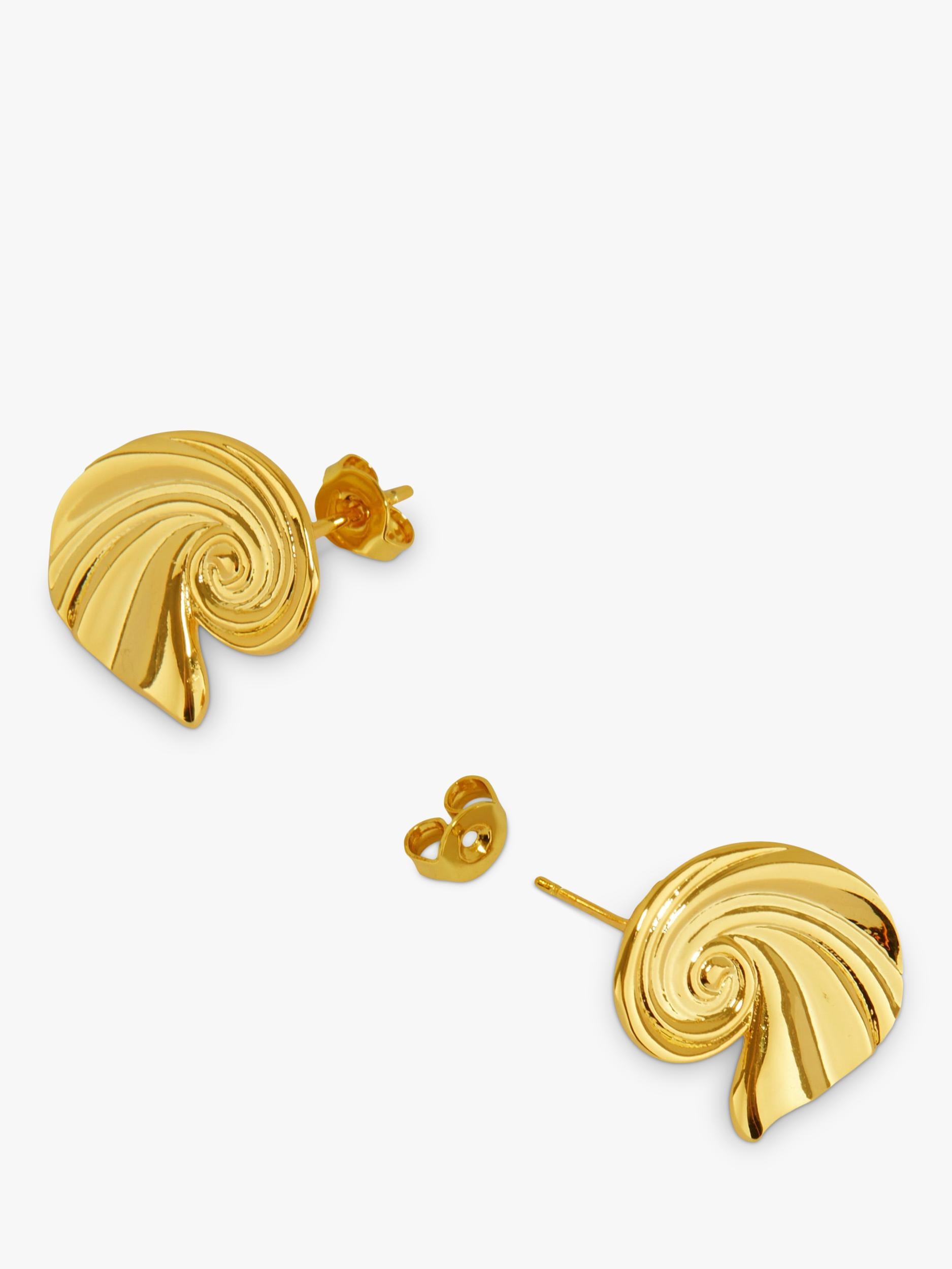 Ottoman Hands waterproof wave stud earrings gold (British brand)
