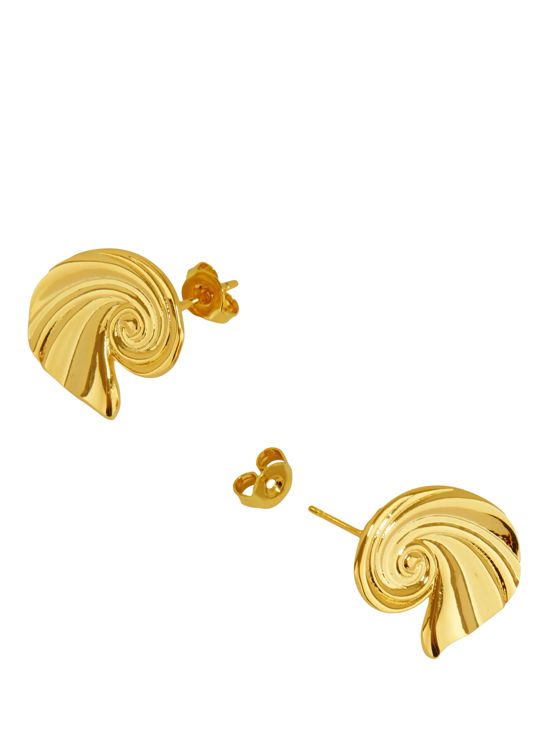 Ottoman Hands waterproof wave stud earrings gold (British brand)
