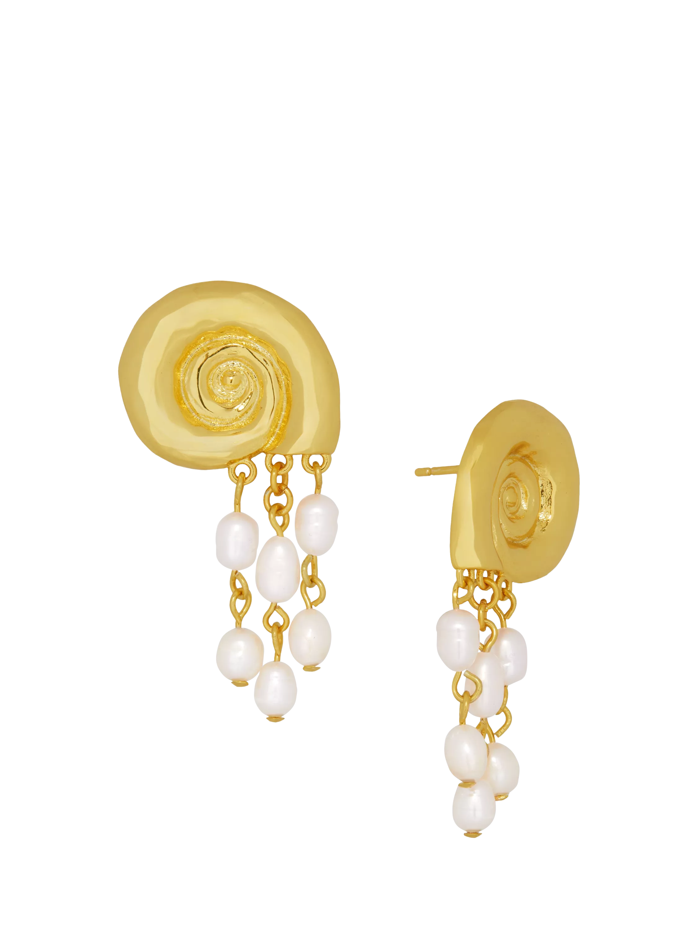 Ottoman Hands gold pearl beaded stud earrings - British product