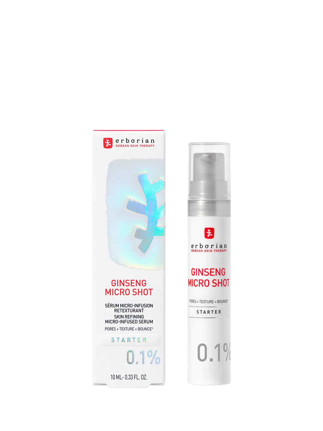 Erborian Ginseng Micro Shot Starter 0.1% Serum 10ml, imported from the UK