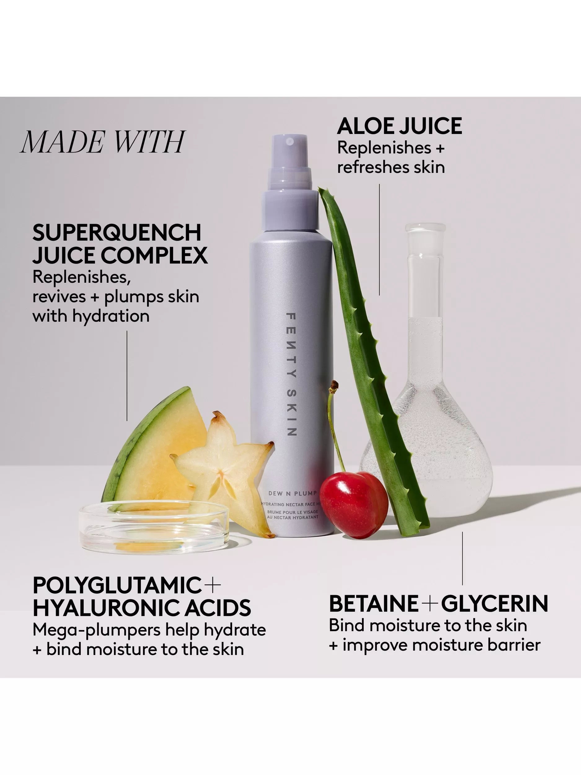 Fenty Beauty face mist Dew N Plump Hydrating Nectar 100ml, imported from the UK