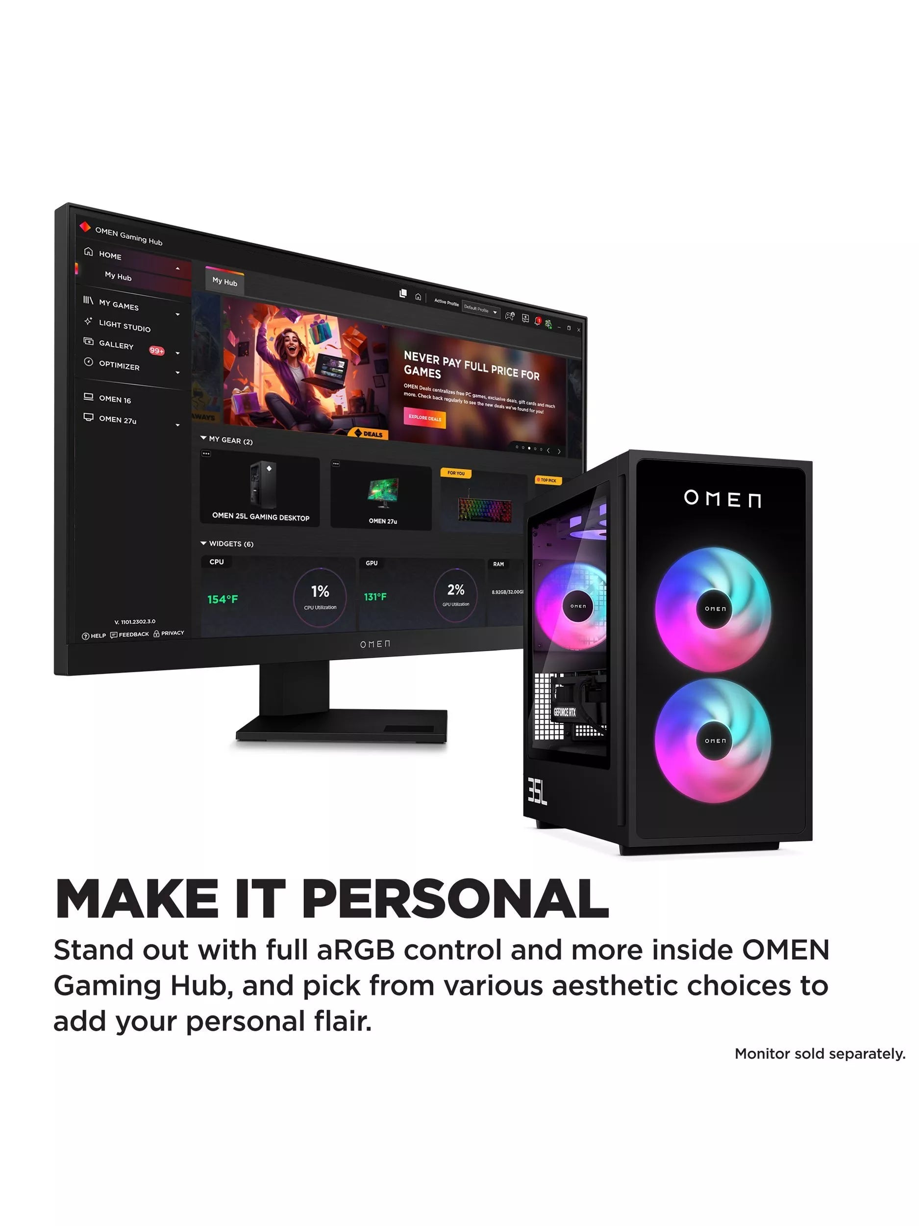 HP OMEN 35L gaming desktop with RTX 5060 Ti - British product