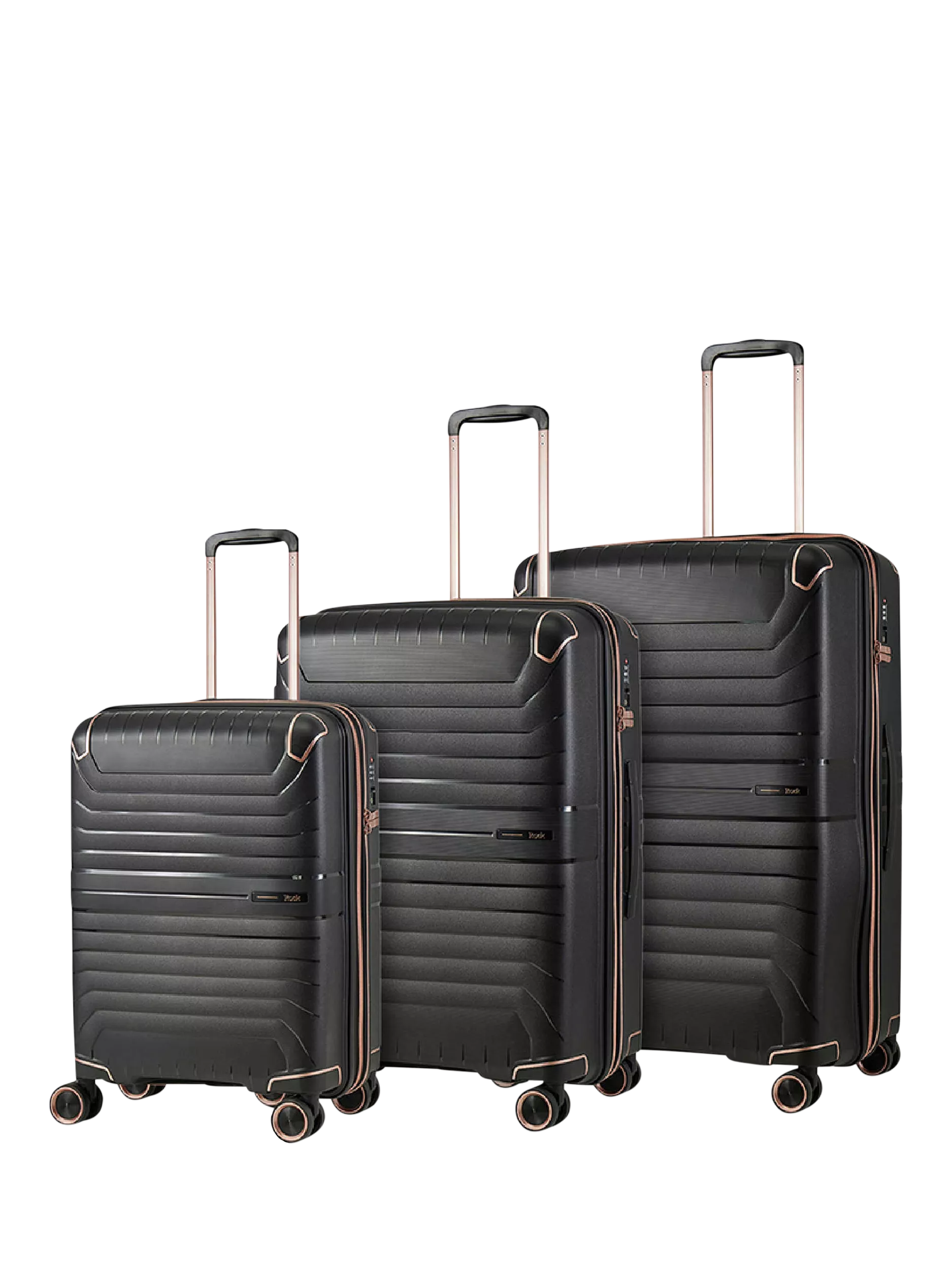 Rock Astrid 3-Piece Expandable 8-Wheel Suitcase Set, Black