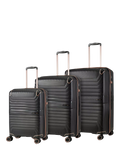 Rock Astrid 3-Piece Expandable 8-Wheel Suitcase Set, Black