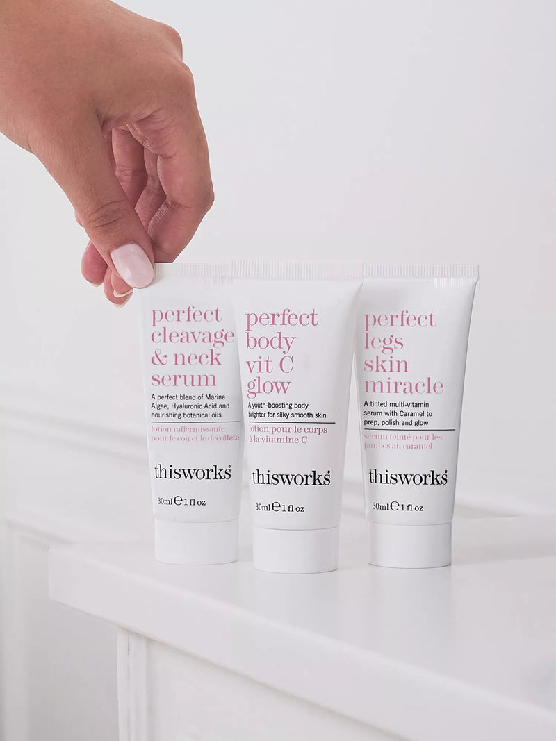 This Works Glow On-The-Go bodycare gift set 3x30ml, imported from the UK