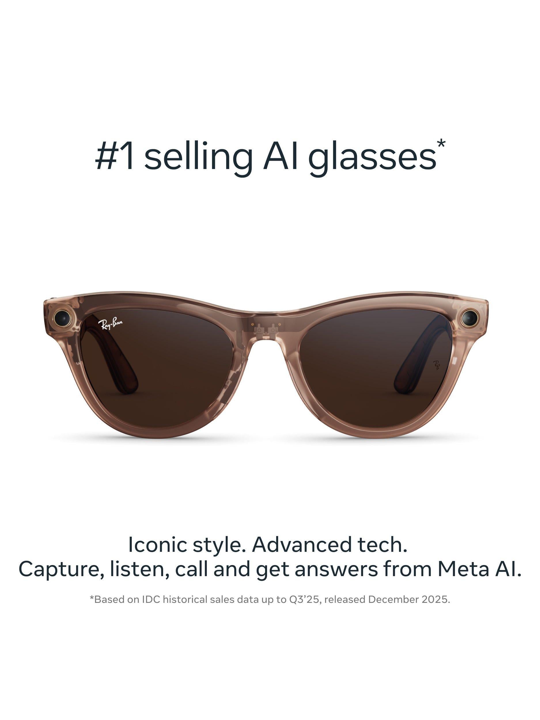 Meta Ray-Ban Skyler smart glasses peach clear to brown transitions lens, UK version