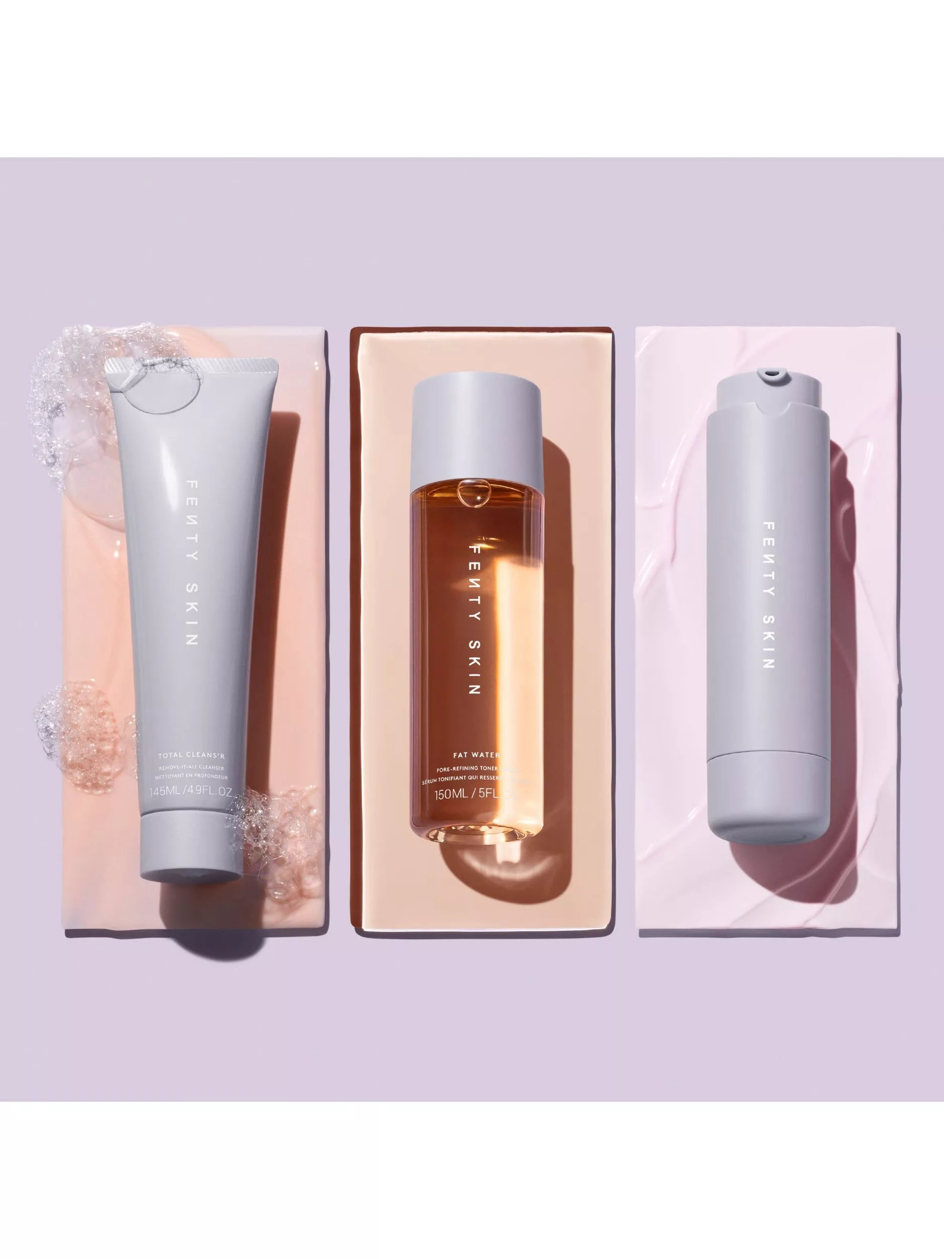 Fenty Skin travel skincare gift set with cleanser toner moisturizer, imported from the UK