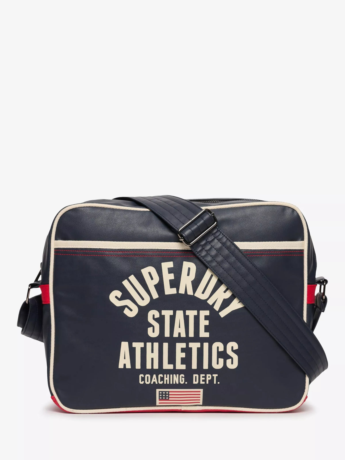 Superdry Retro Alumni Messenger Bag with adjustable strap, imported from the UK