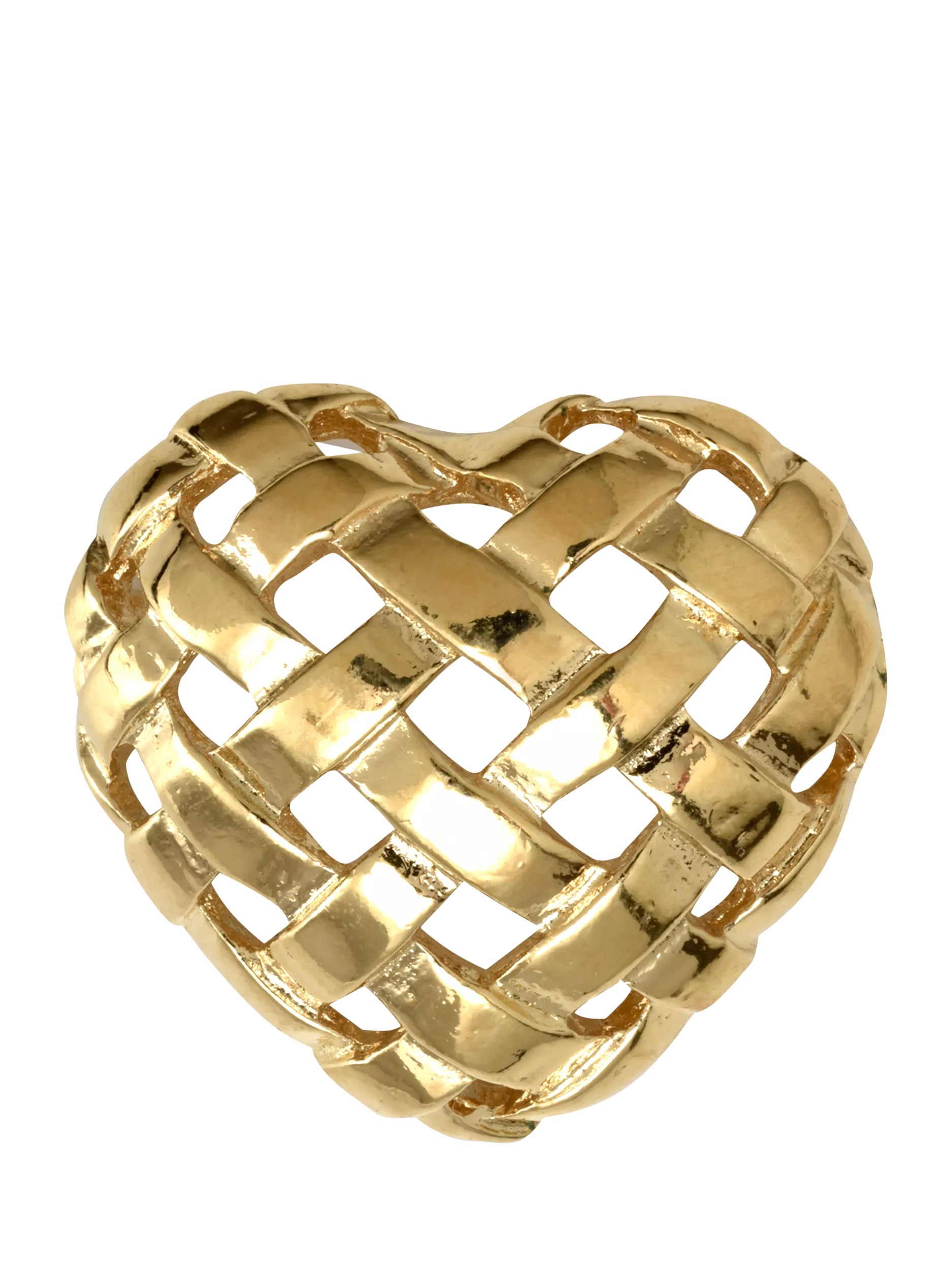 Eclectica vintage woven heart brooch gold, UK version