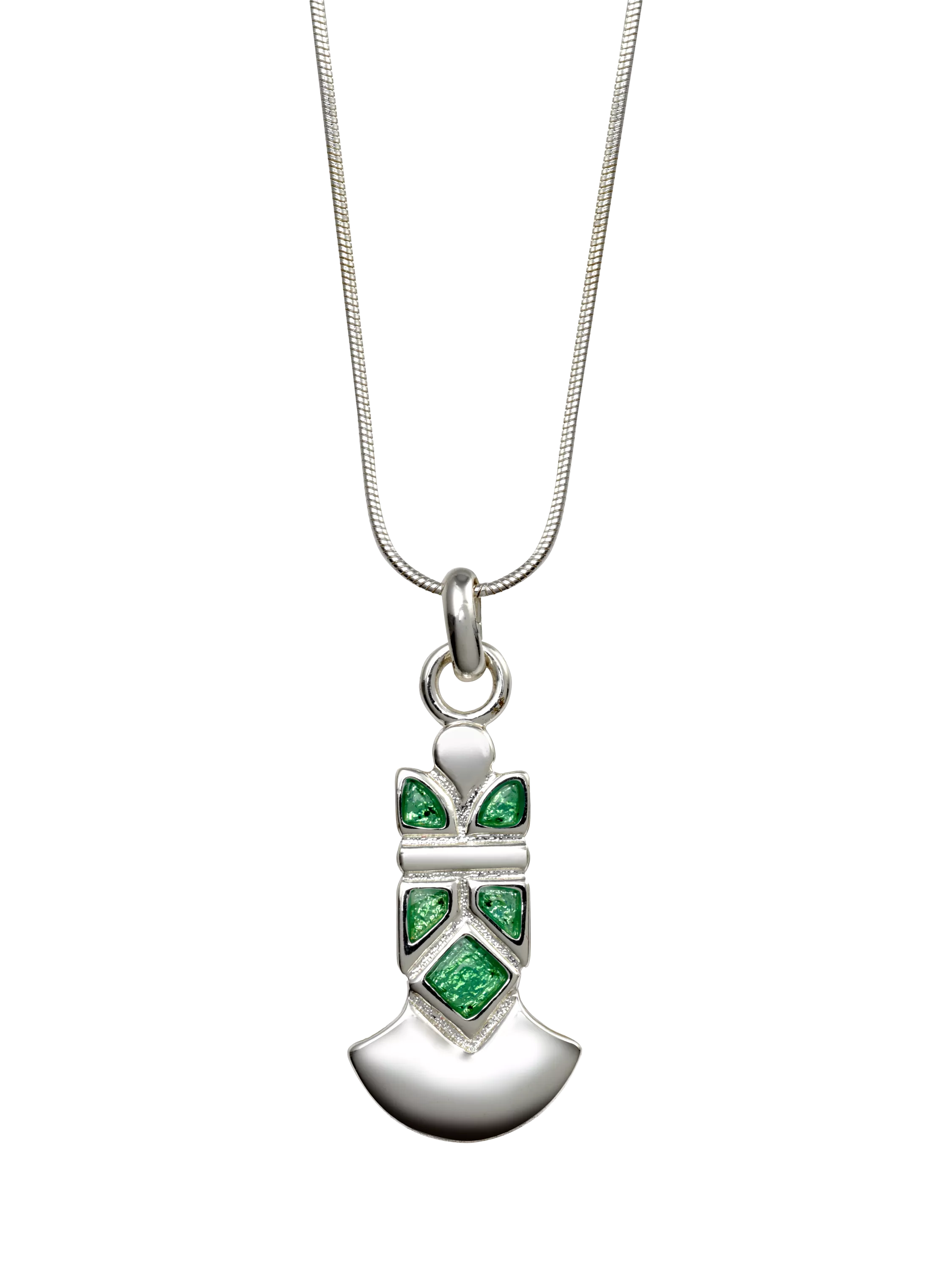 Eclectica green enamel pendant necklace 44cm chain (British brand)