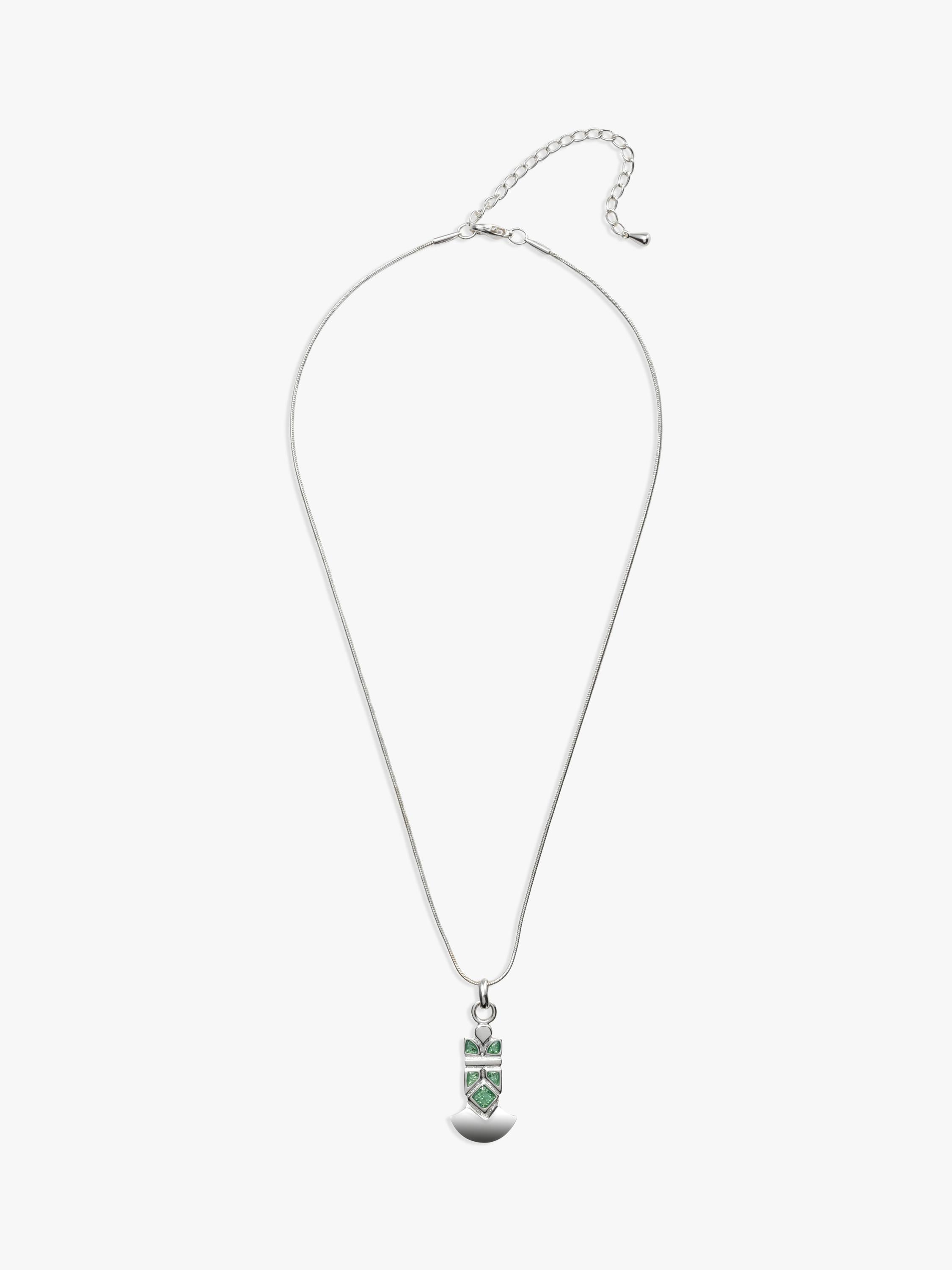 Eclectica green enamel pendant necklace 44cm chain (British brand)