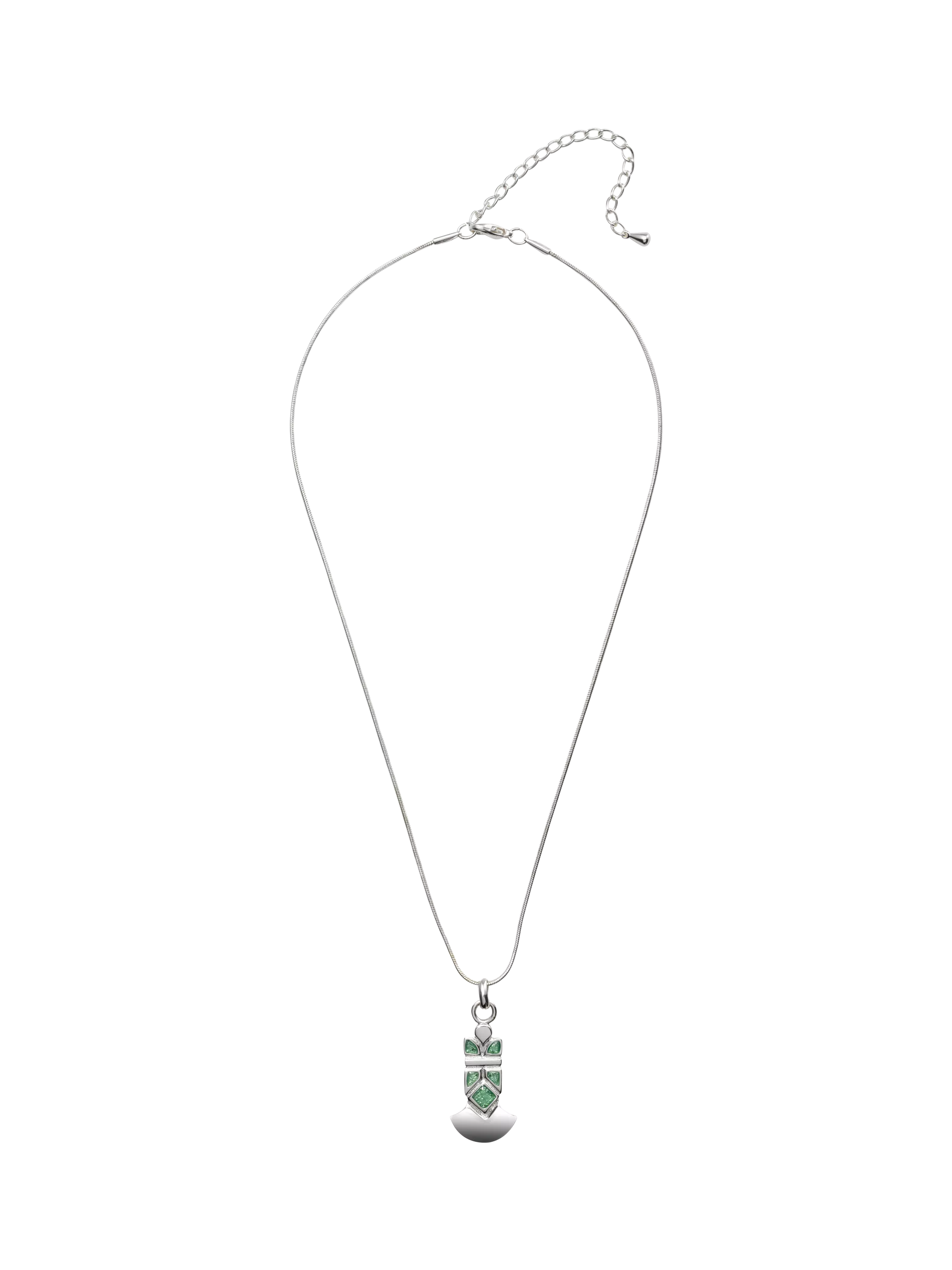Eclectica green enamel pendant necklace 44cm chain (British brand)