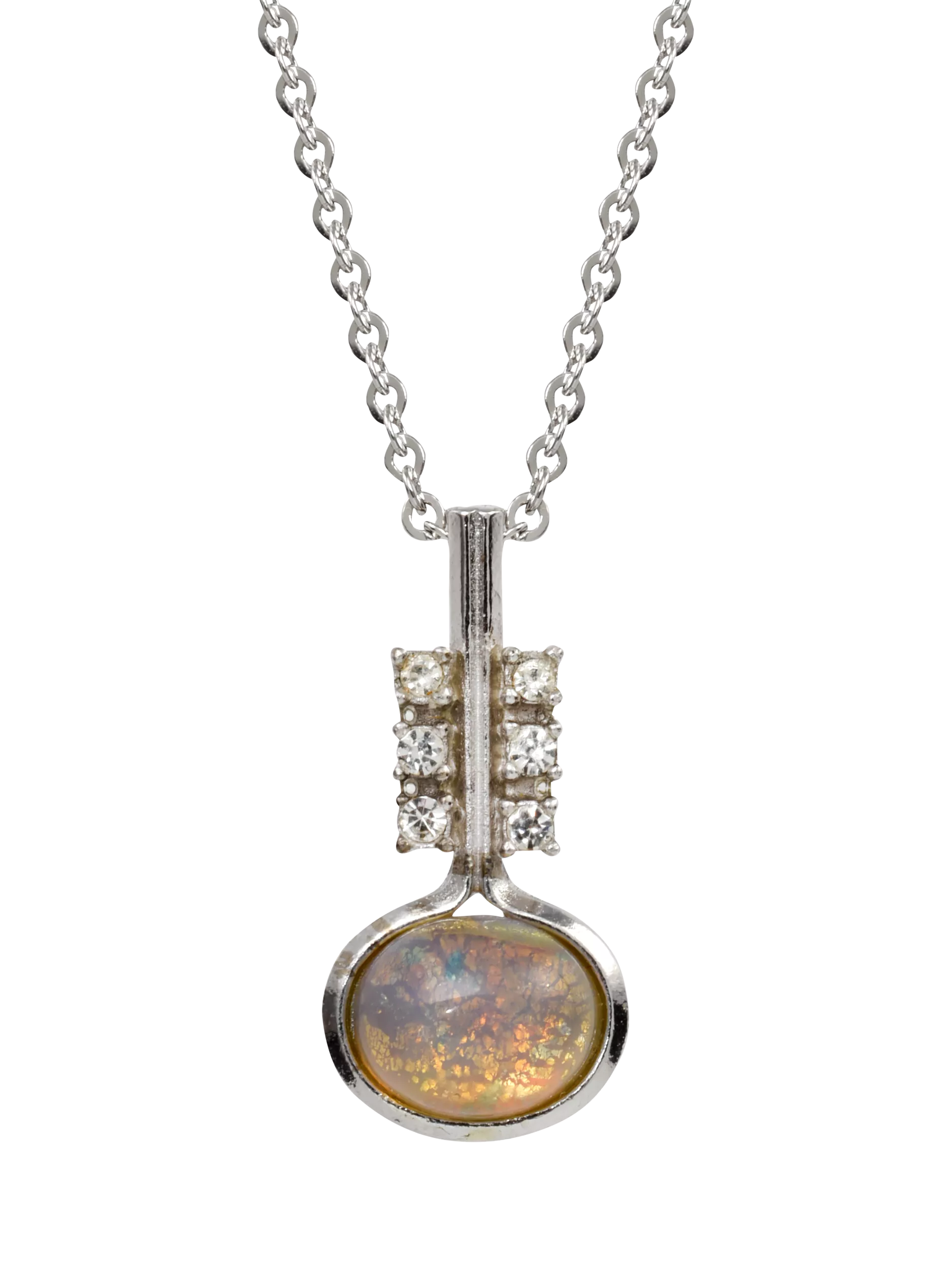 Eclectica vintage faux opal pendant necklace silver - British product
