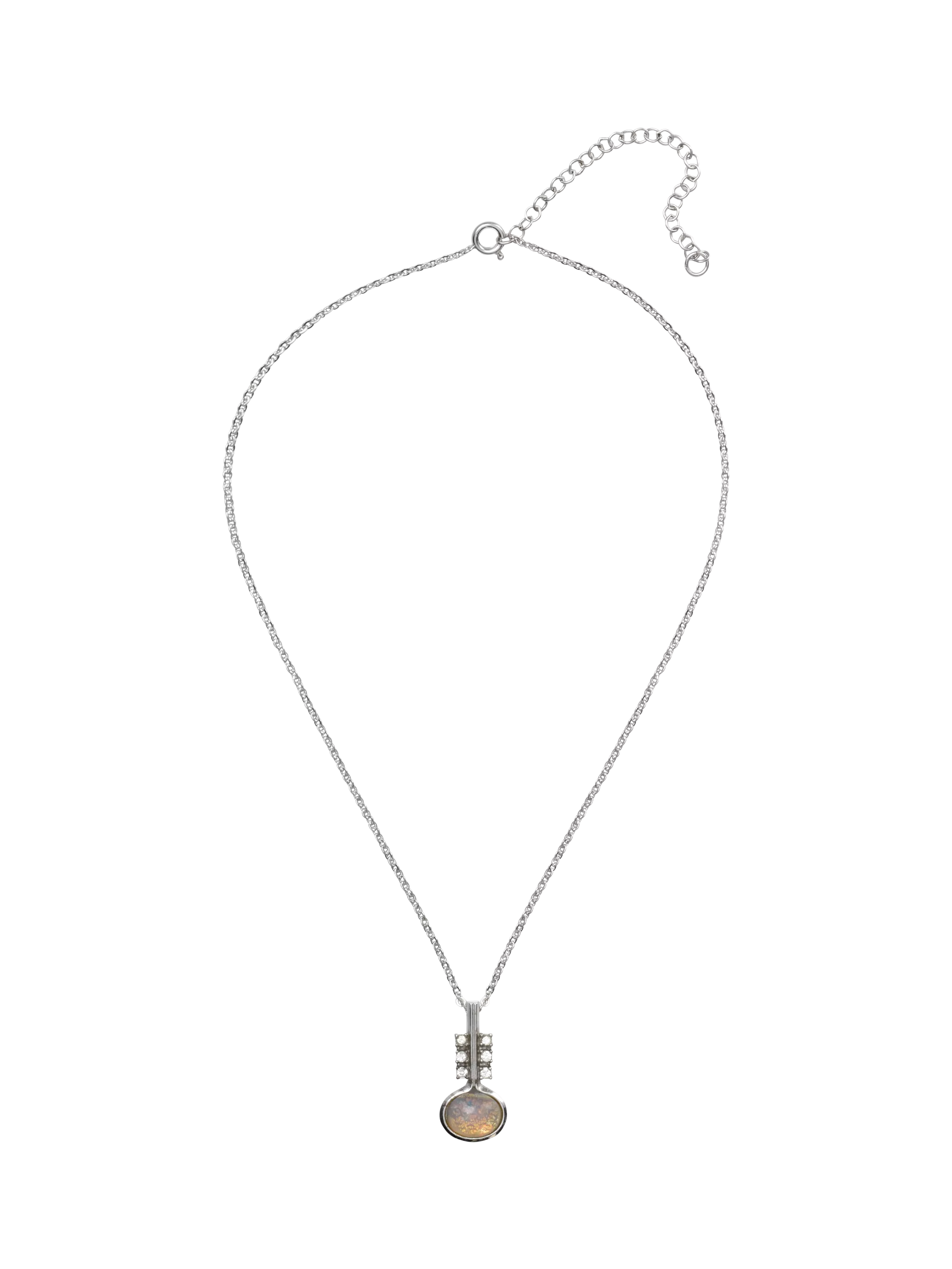 Eclectica vintage faux opal pendant necklace silver - British product