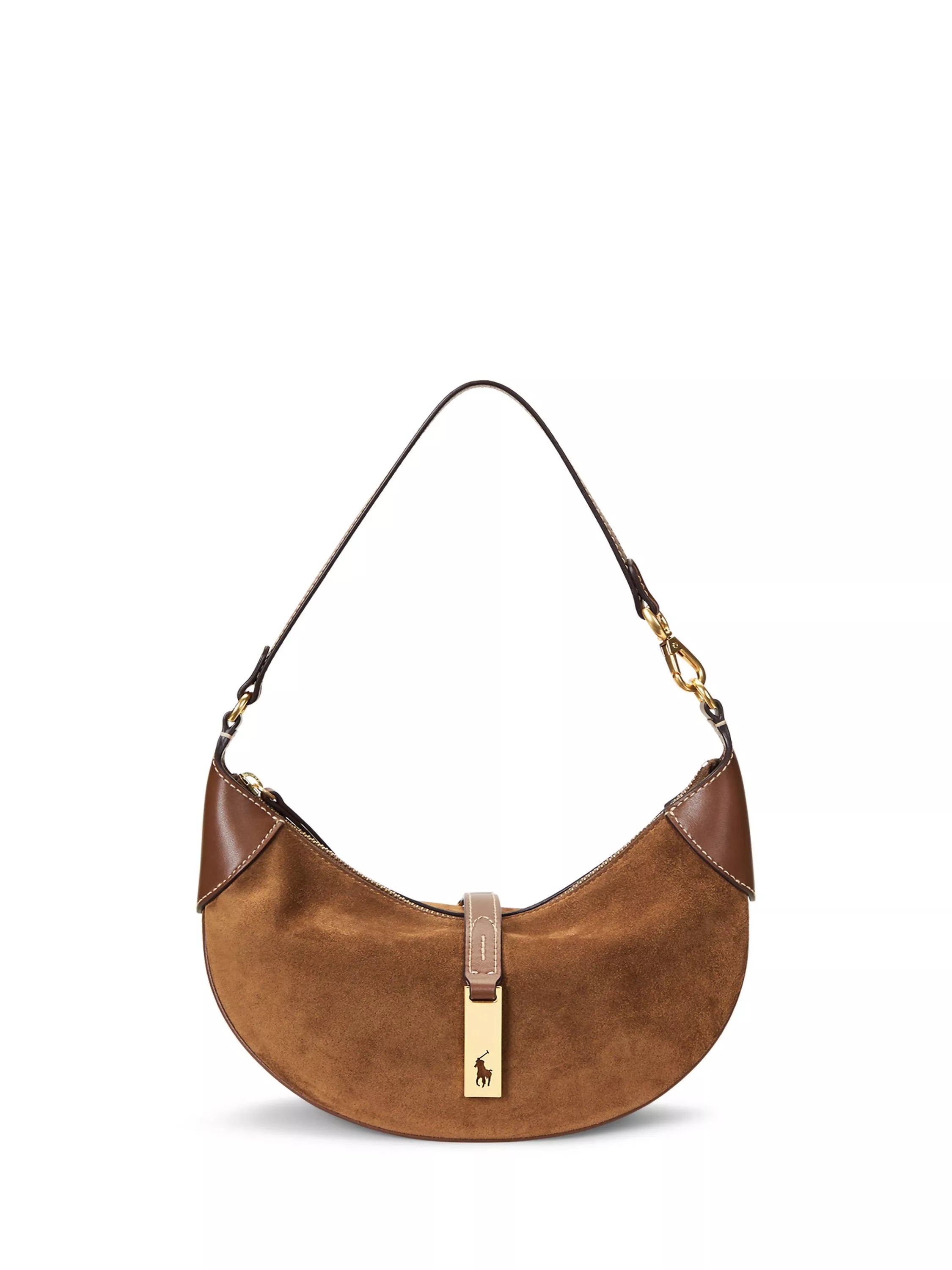 Ralph Lauren mini shoulder bag Cinnamon Cuoio leather and suede, imported from the UK