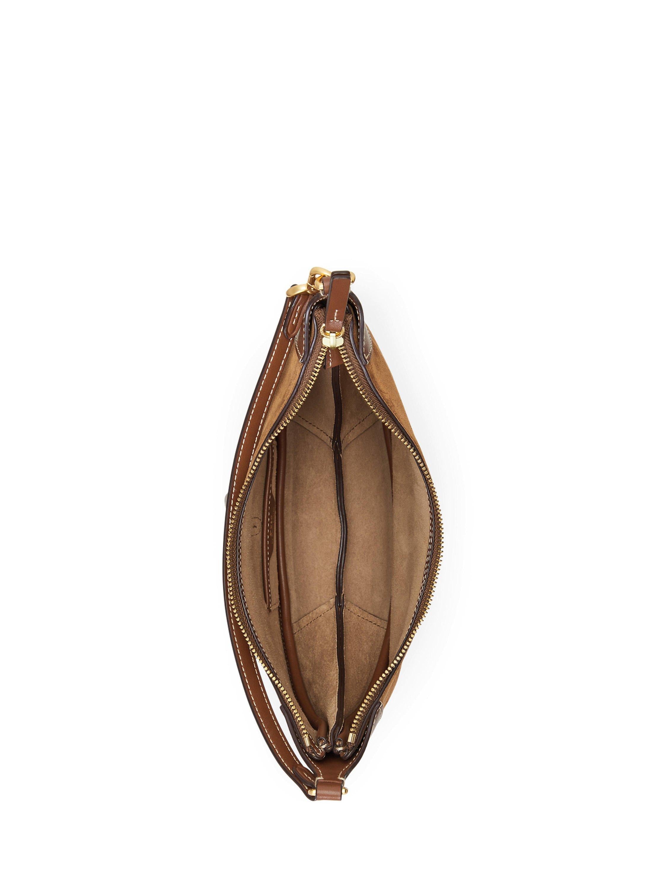 Ralph Lauren mini shoulder bag Cinnamon Cuoio leather and suede, imported from the UK