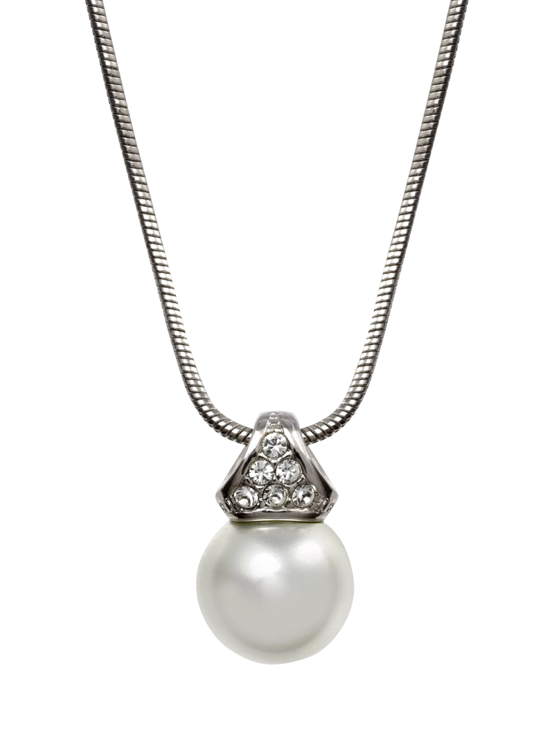 Eclectica faux pearl crystal pendant necklace 45cm, imported from the UK