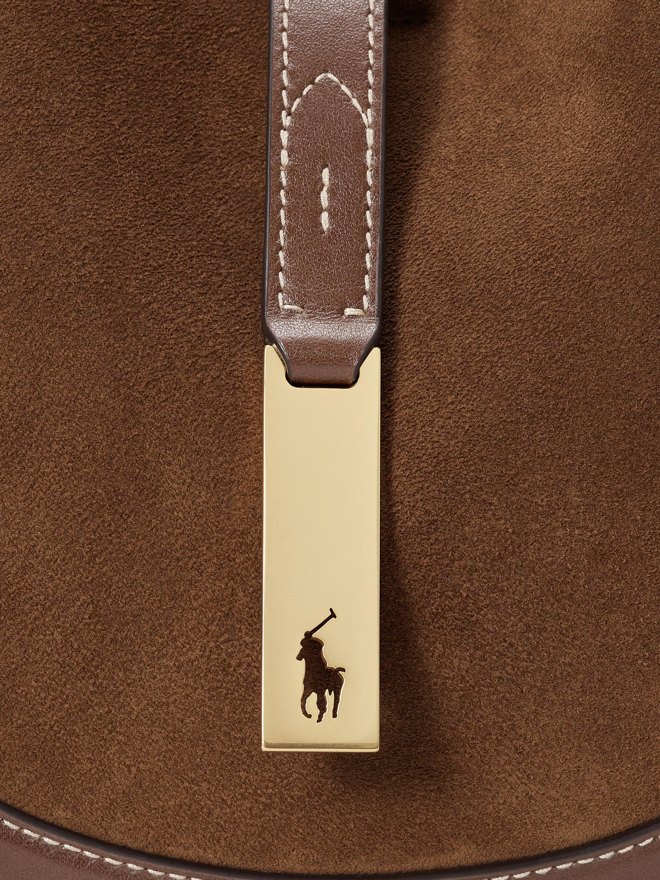 Ralph Lauren suede shoulder bag Polo ID cinnamon cuoio - British product