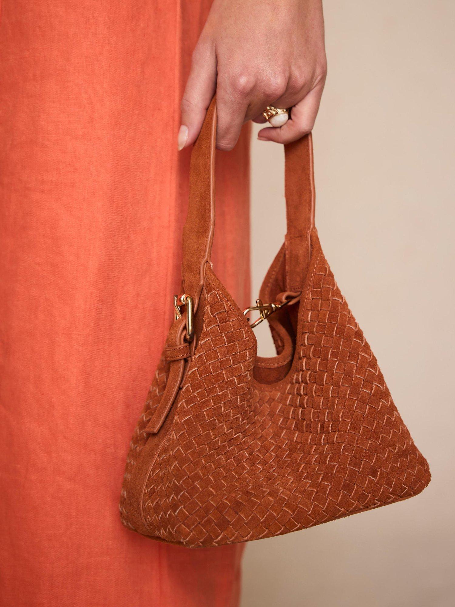 Mint Velvet woven suede bucket bag orange multi orange - British product