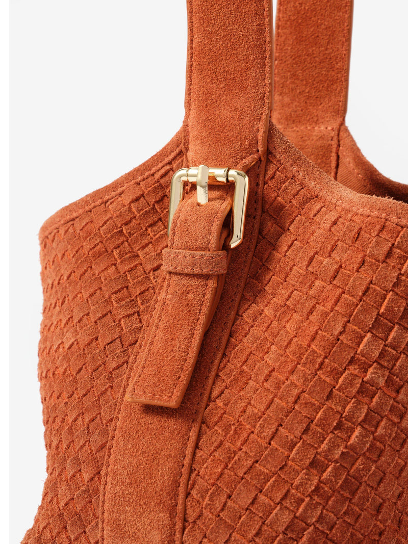 Mint Velvet woven suede bucket bag orange multi orange - British product