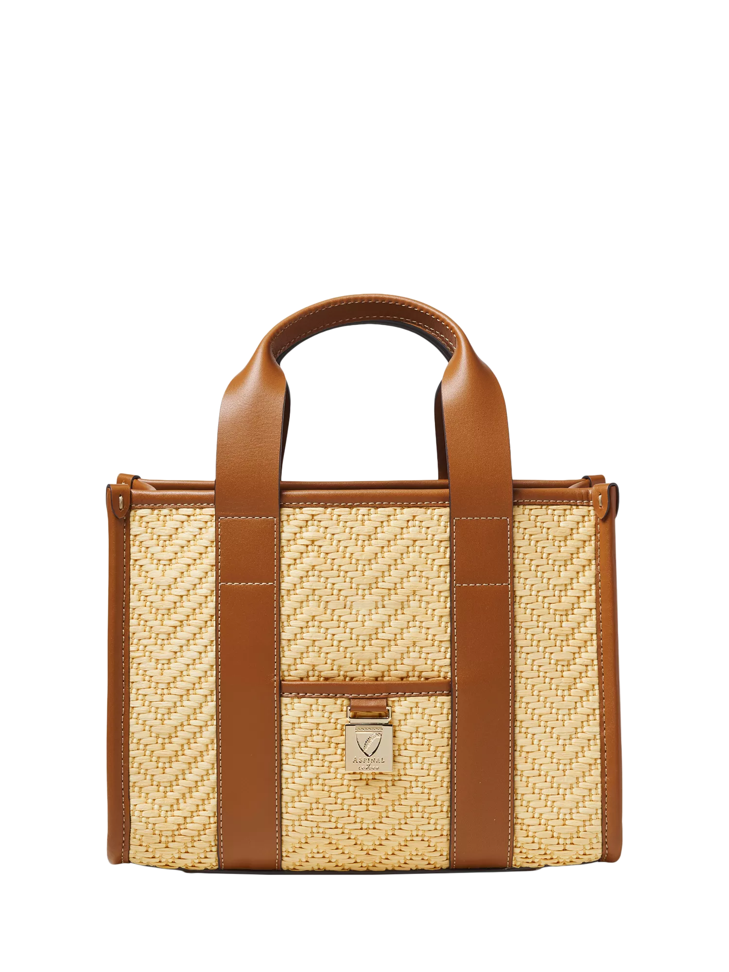 Aspinal of London small tote bag neutral raffia, imported from the UK