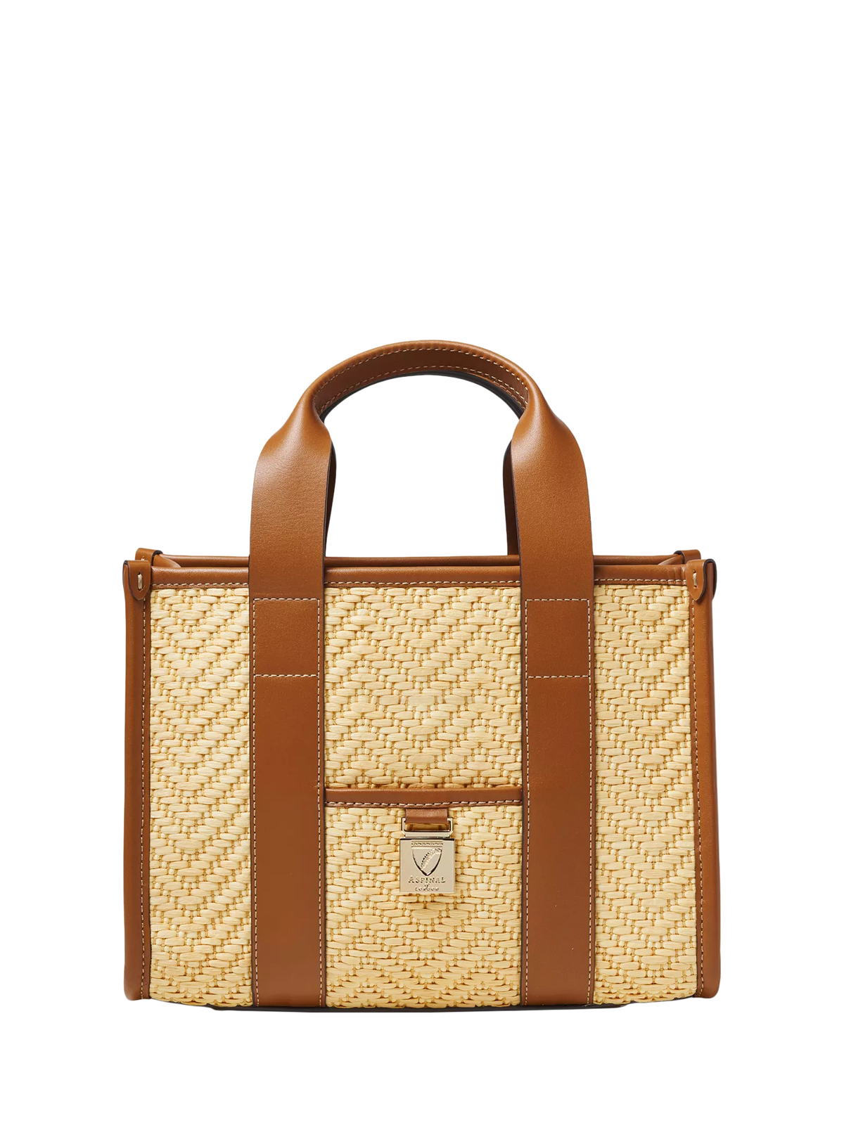 Aspinal of London small tote bag neutral raffia, imported from the UK