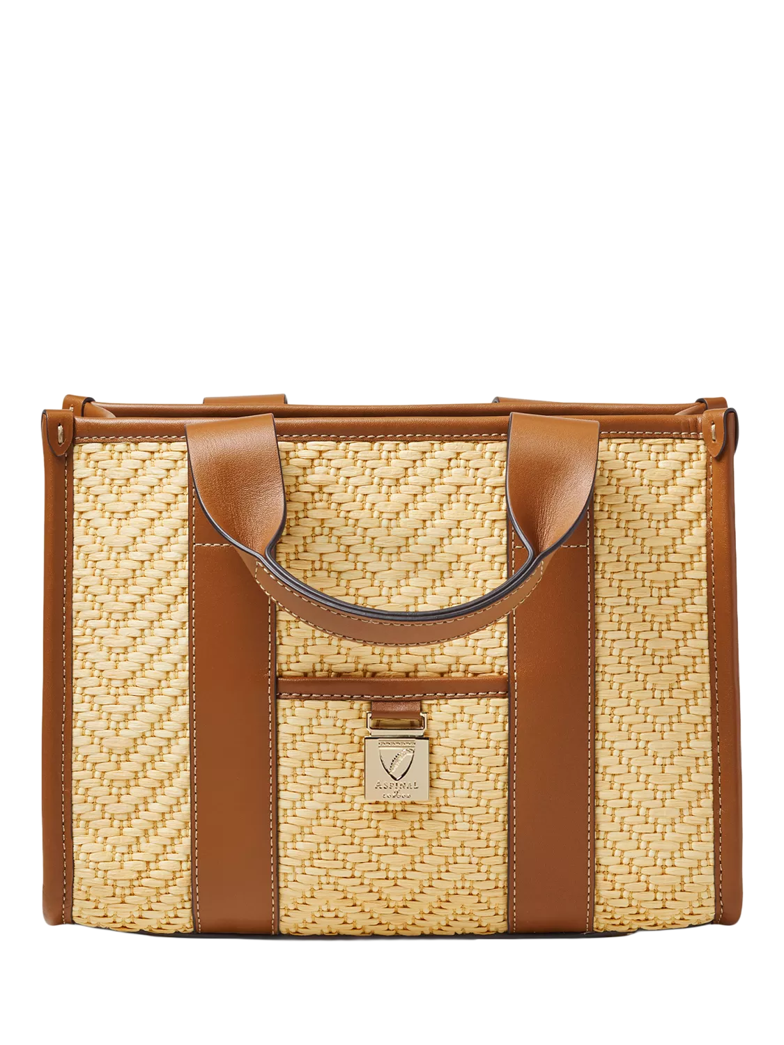 Aspinal of London small tote bag neutral raffia, imported from the UK