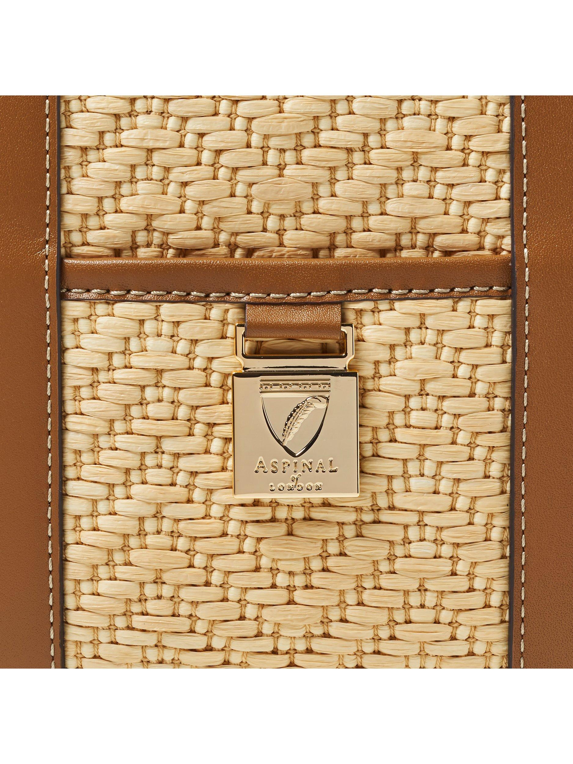 Aspinal of London small tote bag neutral raffia, imported from the UK