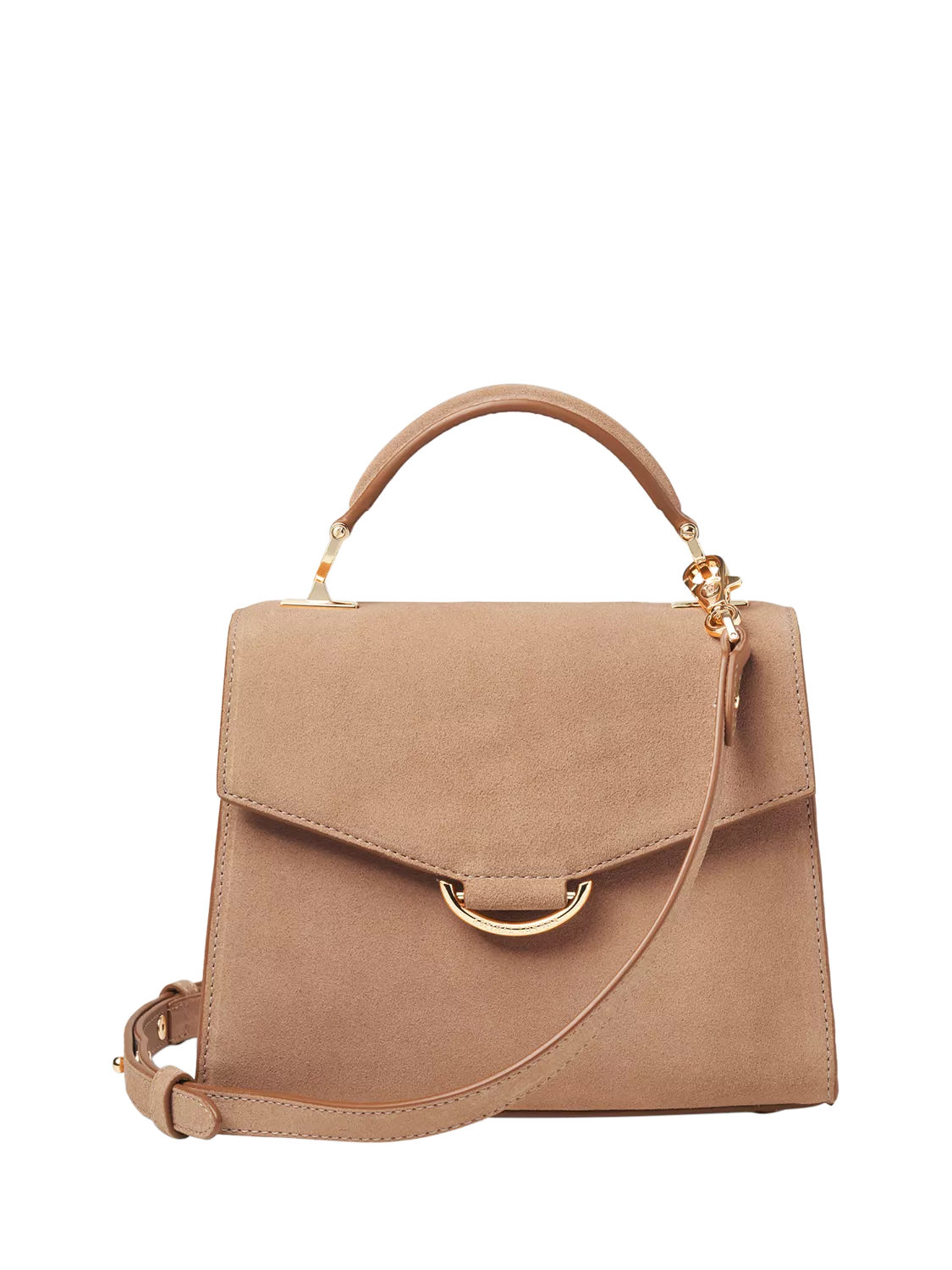 Aspinal of London Midi Mayfair Suede Grab Bag, Sand