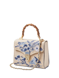 Aspinal of London Mayfair embroidered canvas grab bag in skyblue, UK version