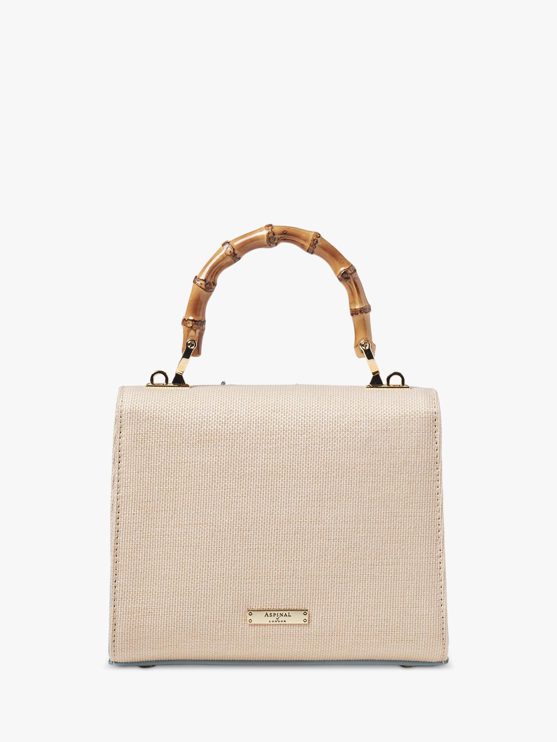Aspinal of London Mayfair embroidered canvas grab bag in skyblue, UK version