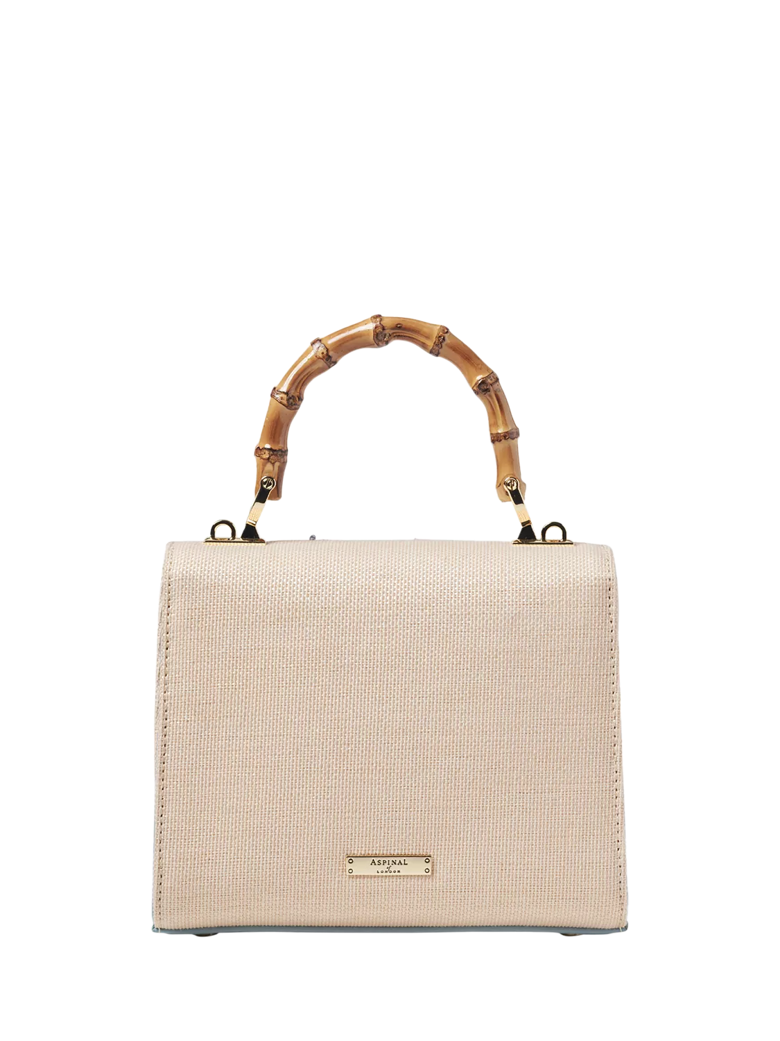 Aspinal of London Mayfair embroidered canvas grab bag in skyblue, UK version