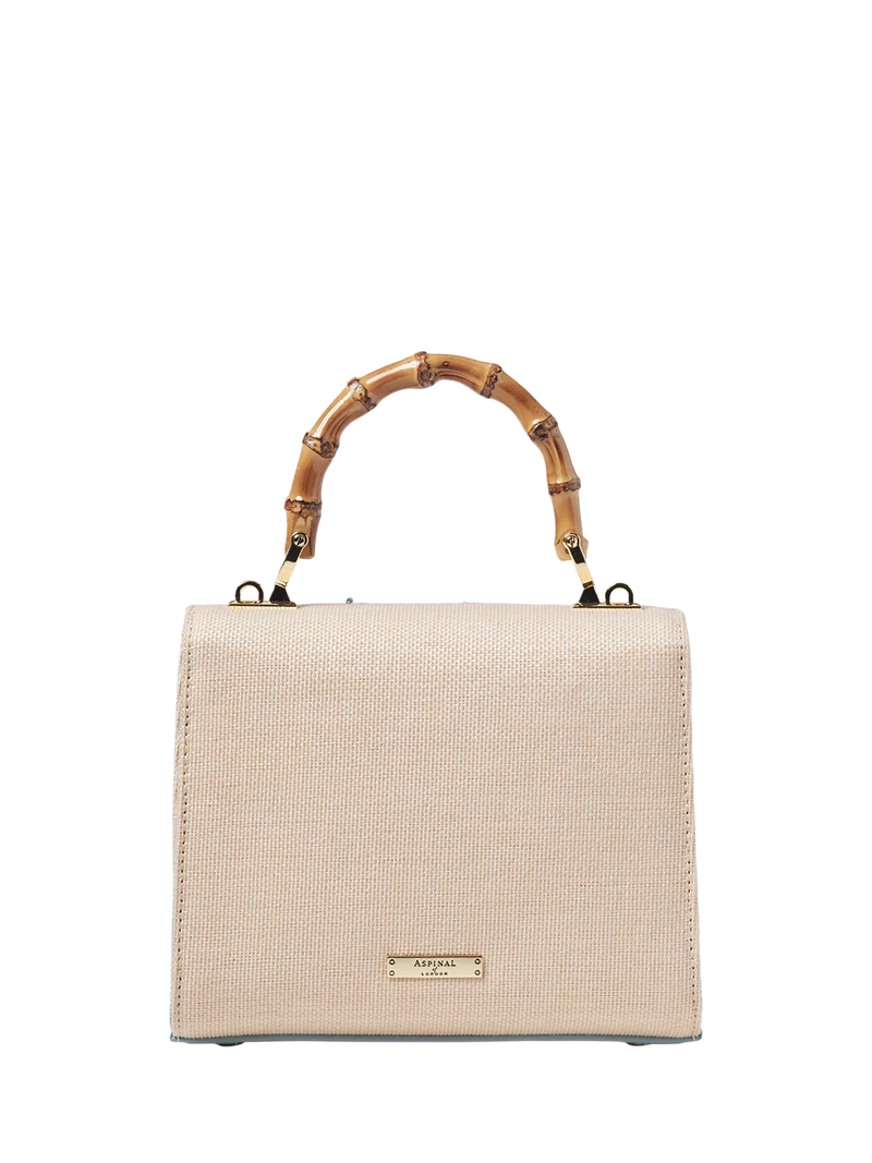 Aspinal of London Mayfair embroidered canvas grab bag in skyblue, UK version