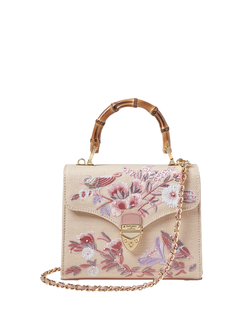 Aspinal of London Mayfair embroidered canvas grab bag Rose, UK version