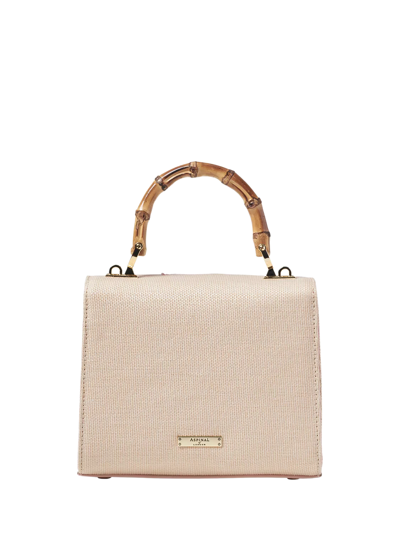 Aspinal of London Mayfair embroidered canvas grab bag Rose, UK version