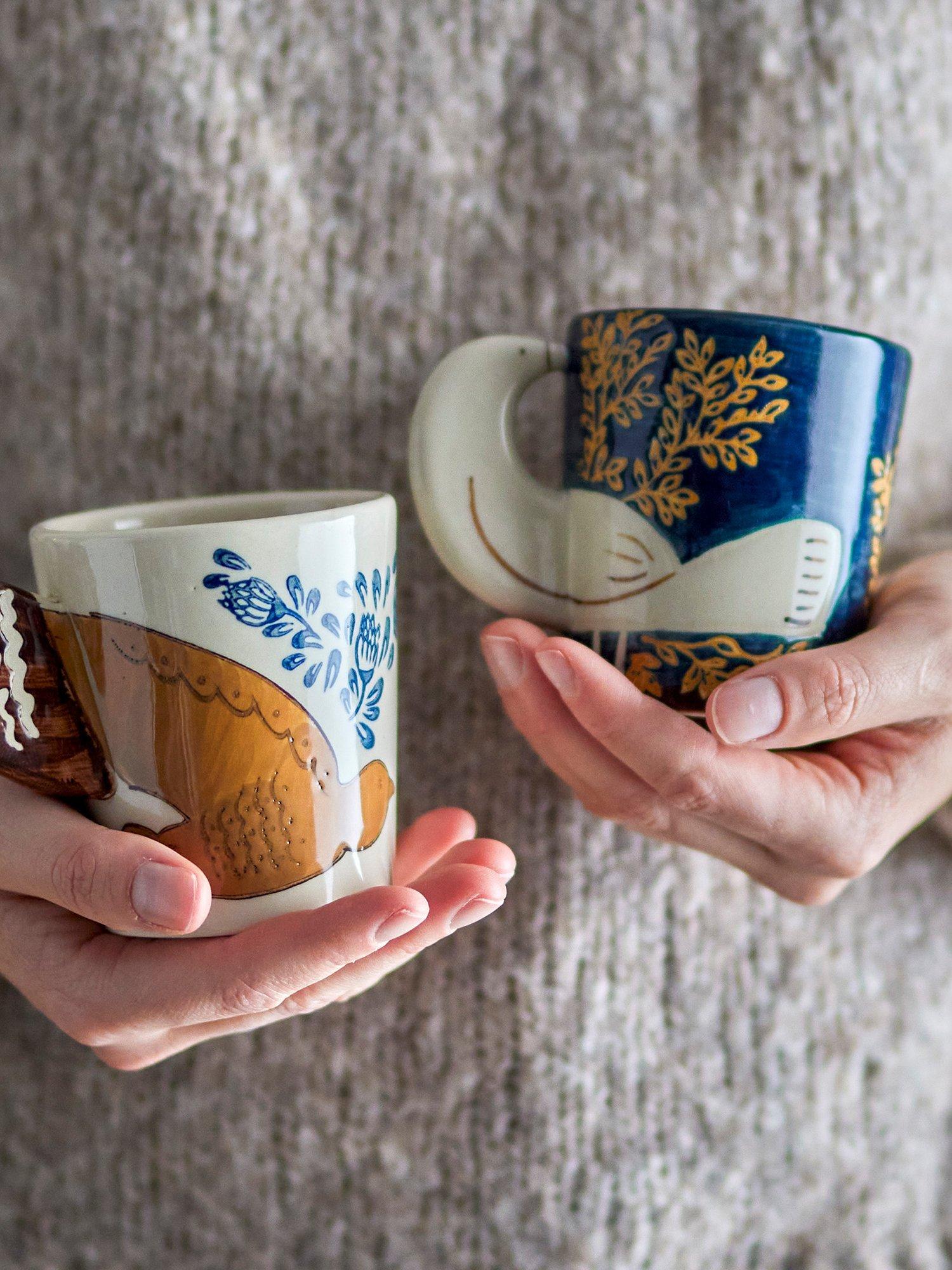 Bloomingville Hezha bird stoneware mug 260ml - British product