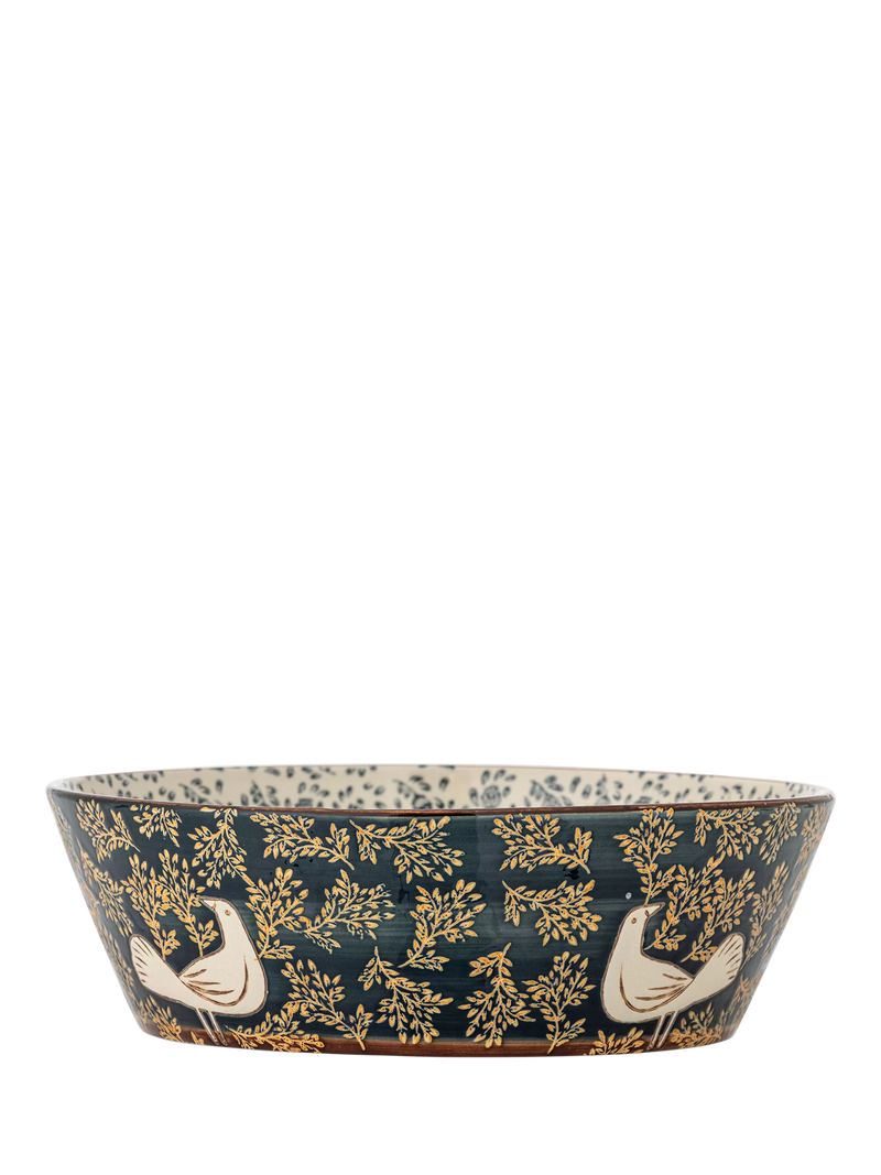 Bloomingville hand-painted bird serving bowl 28cm (British brand)