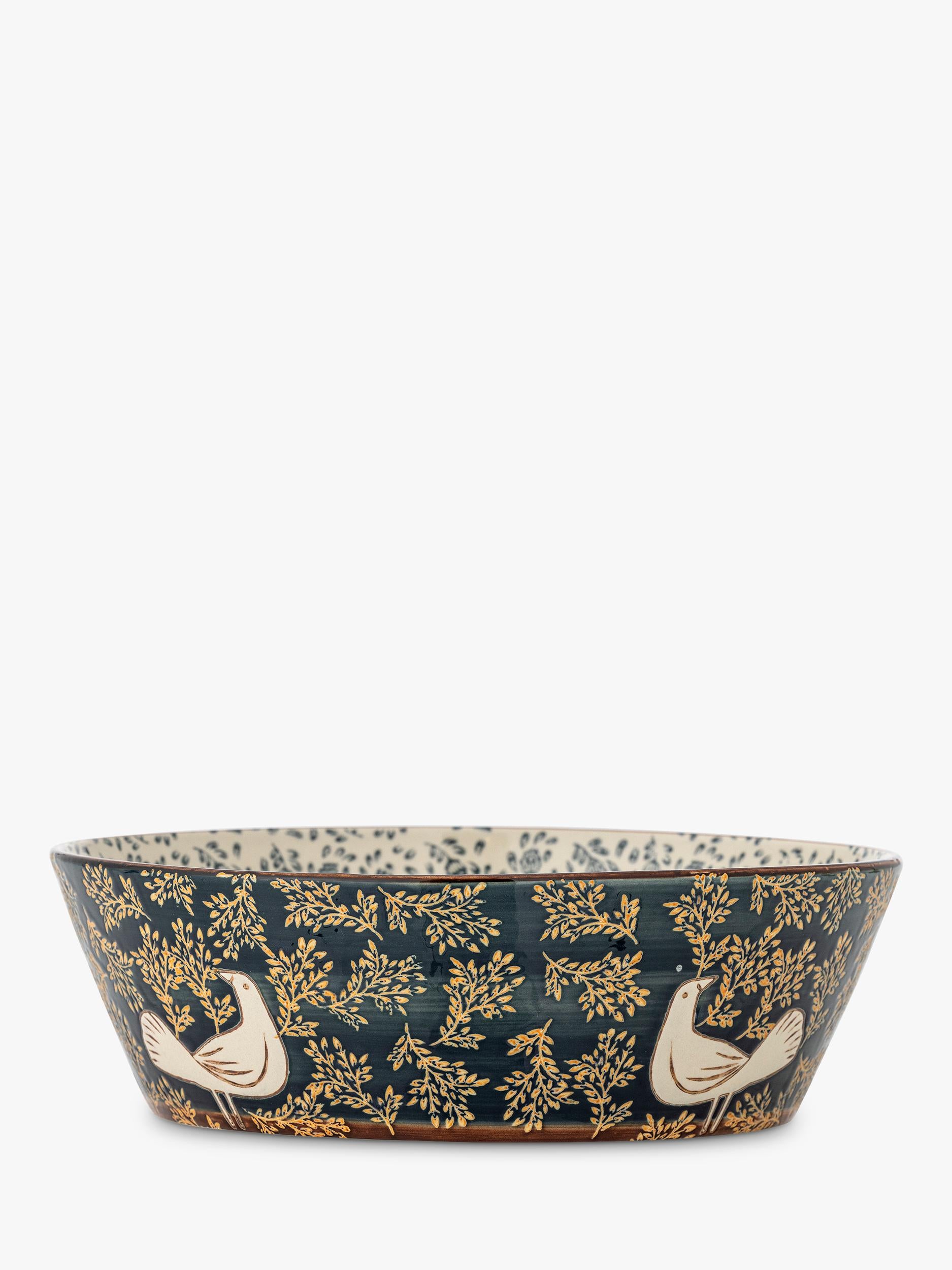 Bloomingville hand-painted bird serving bowl 28cm (British brand)