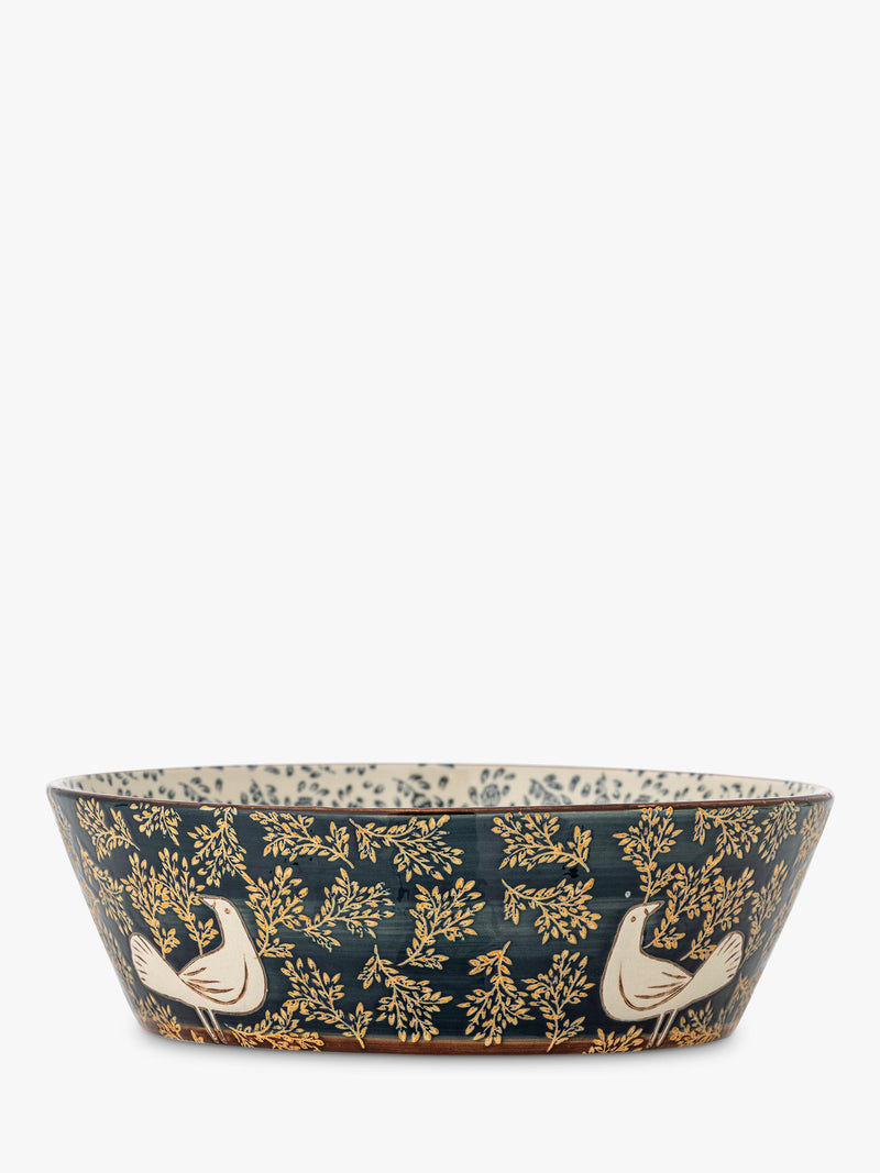 Bloomingville hand-painted bird serving bowl 28cm (British brand)