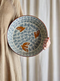 Bloomingville hand-painted bird serving bowl 28cm (British brand)