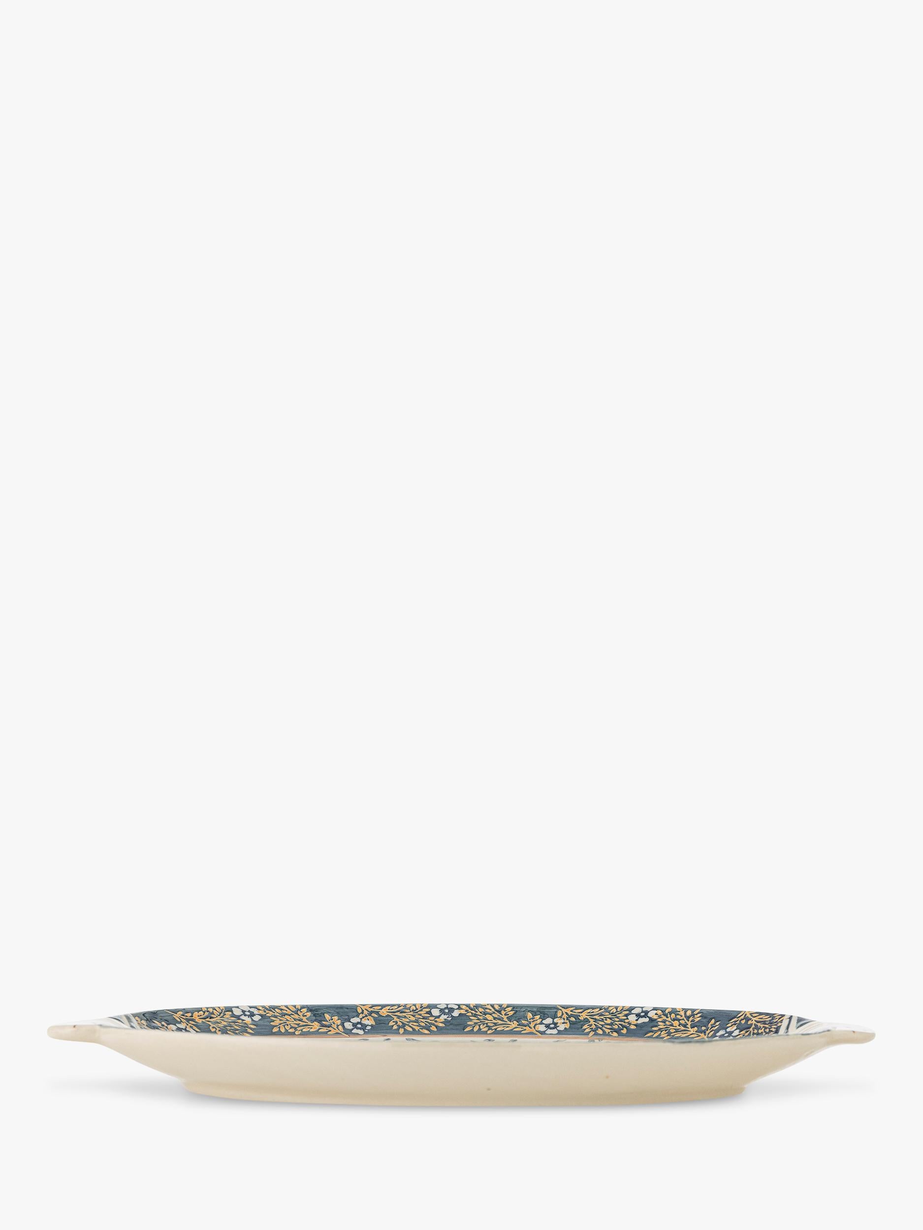 Bloomingville Hezha bird stoneware serving tray in blue (British brand)