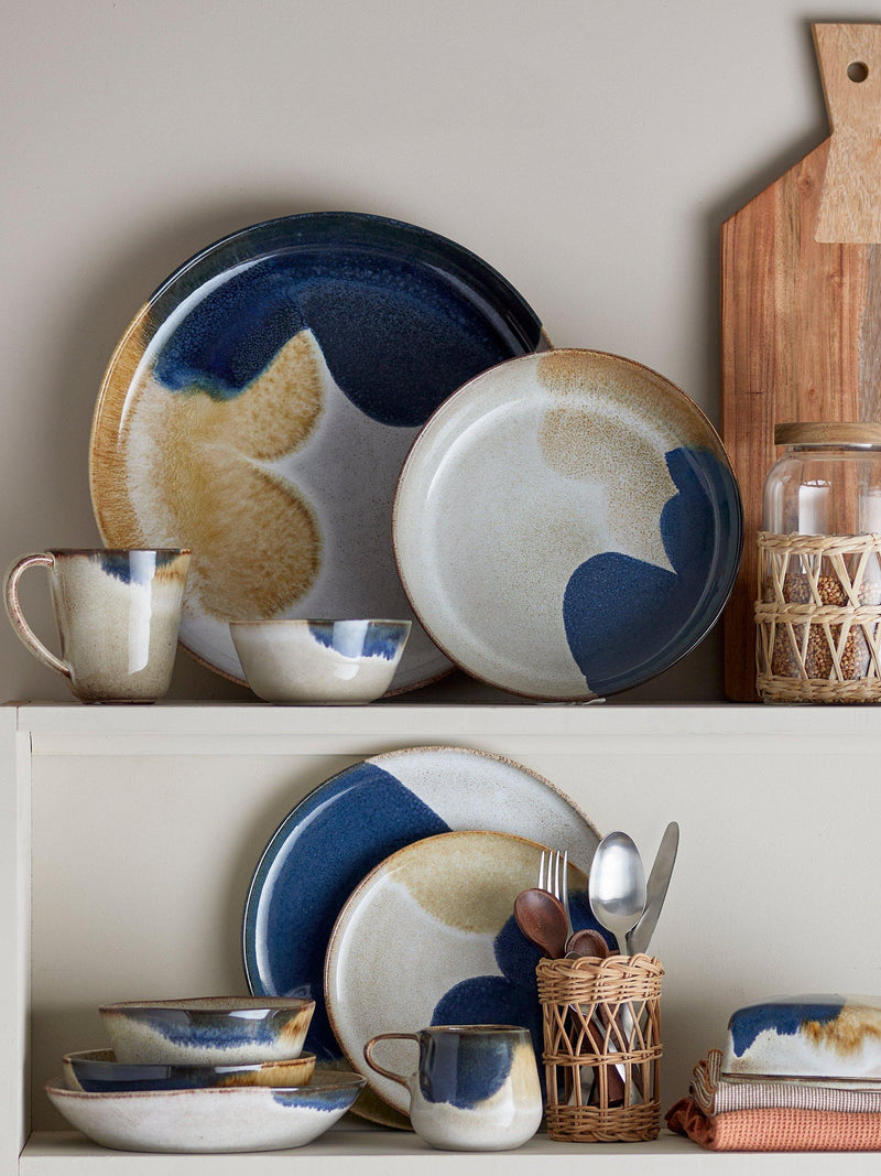 Bloomingville Jules stoneware serving platter 35cm blue - British product
