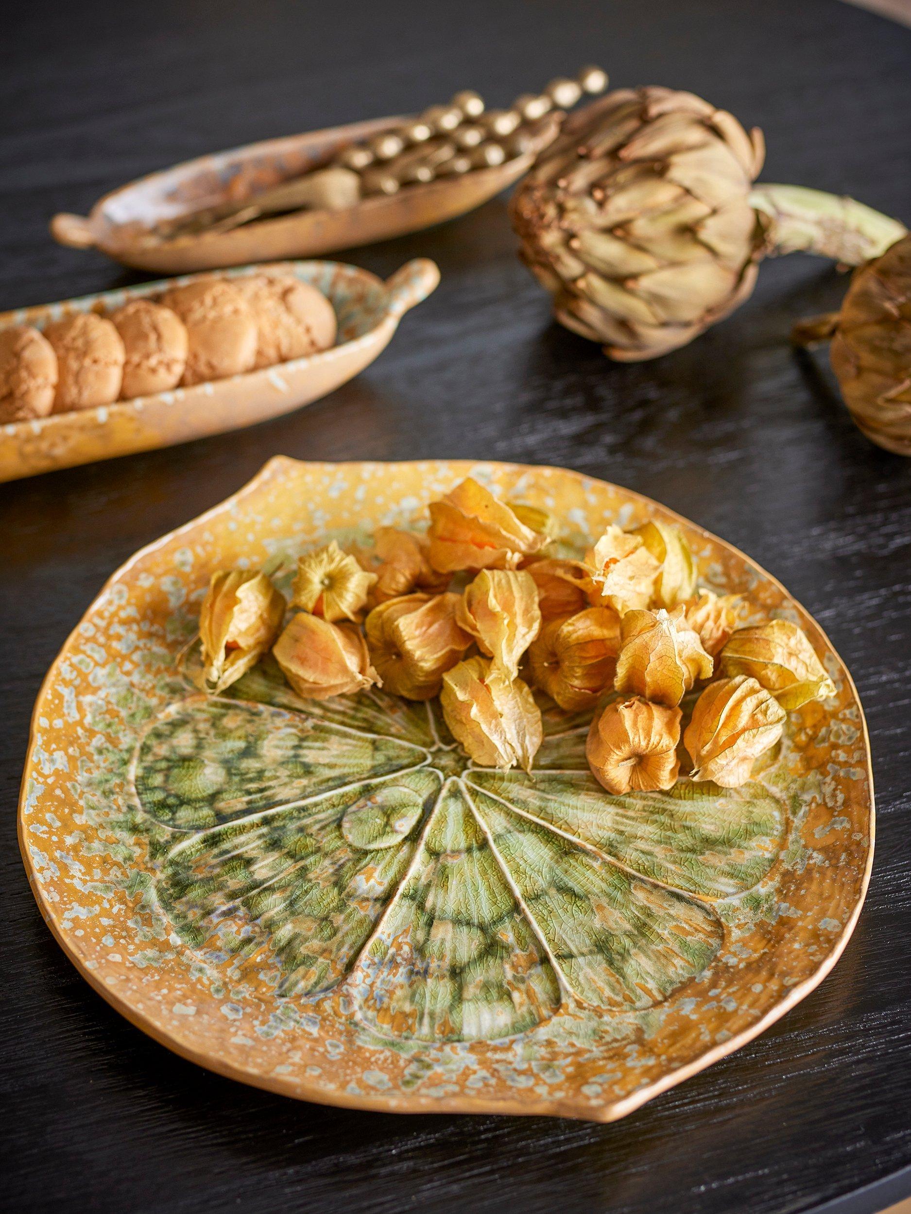 Bloomingville Milani reactive glaze green serving dish 30cm - British product