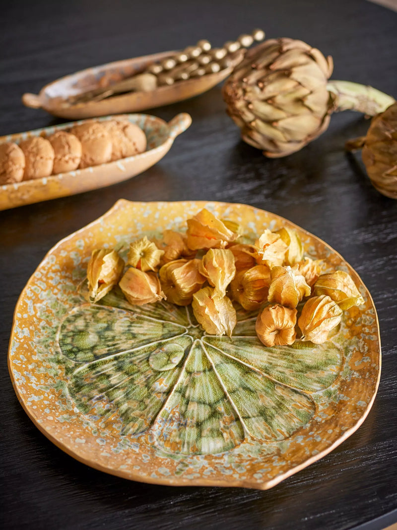 Bloomingville Milani reactive glaze green serving dish 30cm - British product