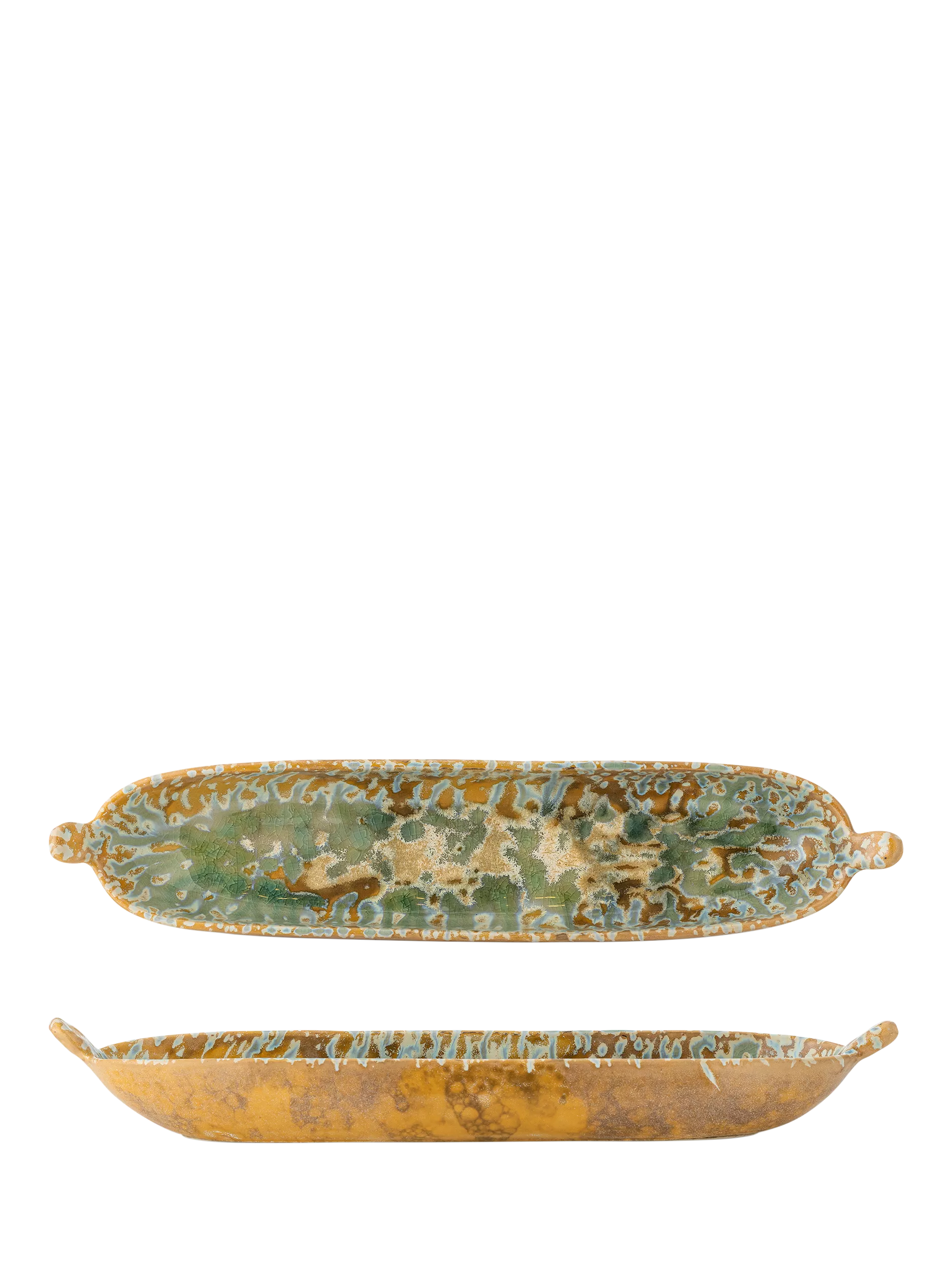 Bloomingville Milani reactive glaze stoneware serving dish 34cm, imported from the UK