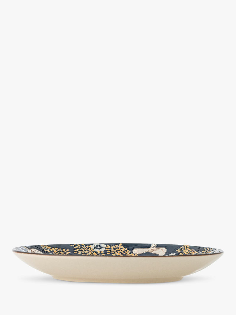 Bloomingville Hezha stoneware side plate 16cm blue bird, imported from the UK